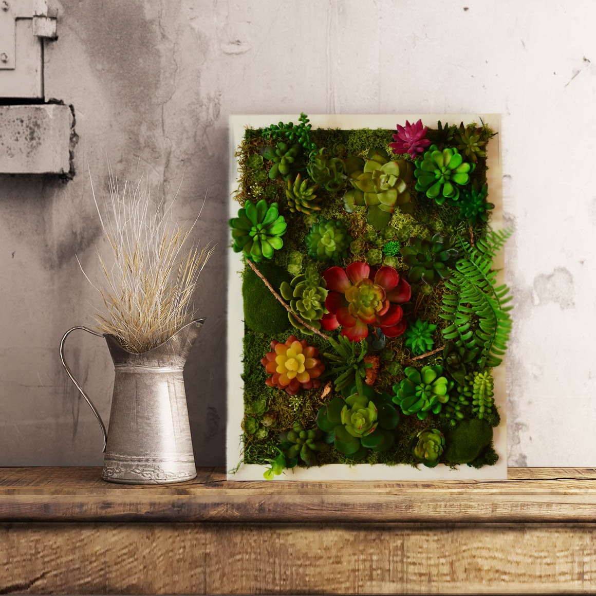 moss succulent wall Succulent wall art