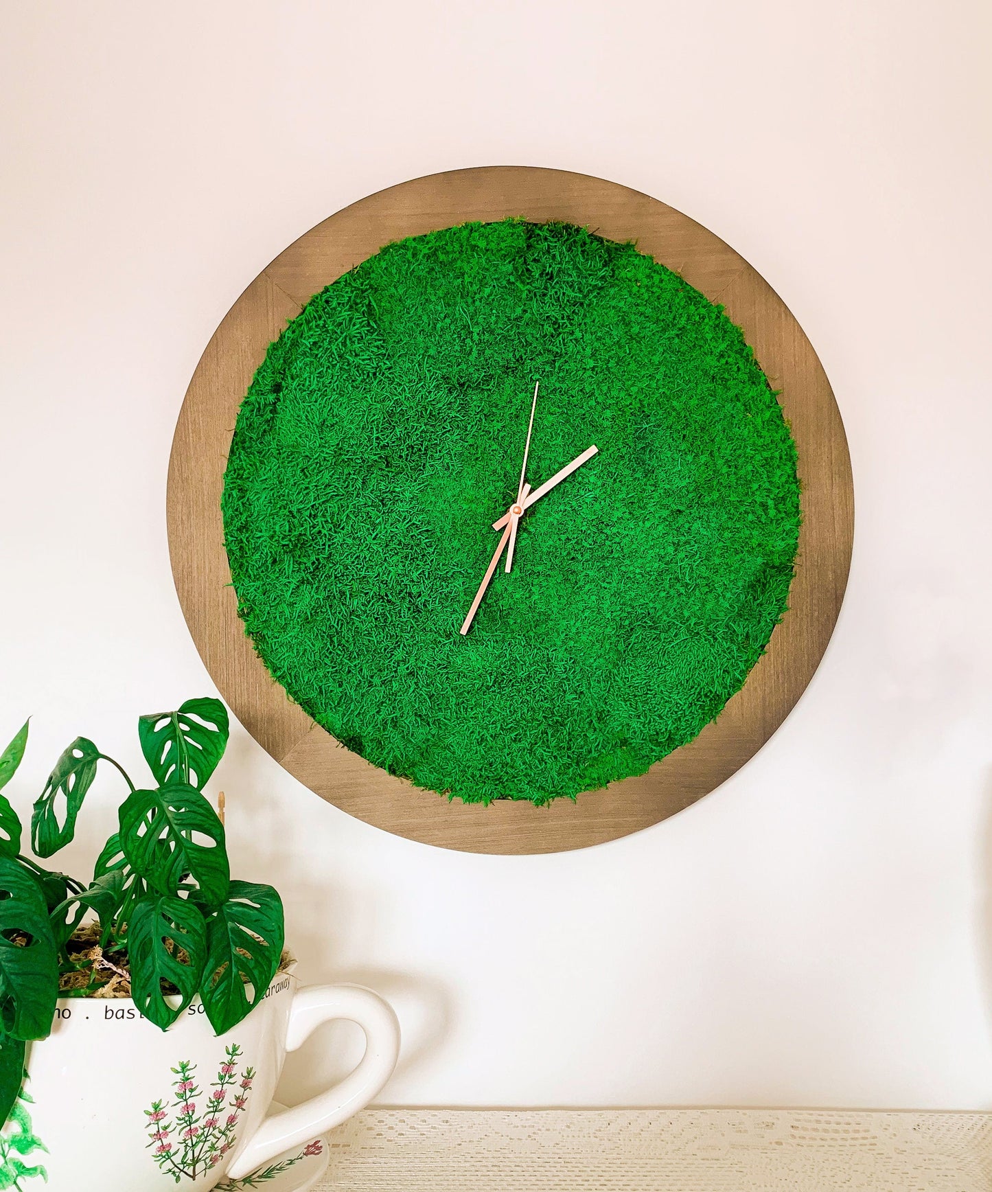 Large wooden wall clock | Oversized wooden Clock | Moss wall Clock mossartbyrishstudio