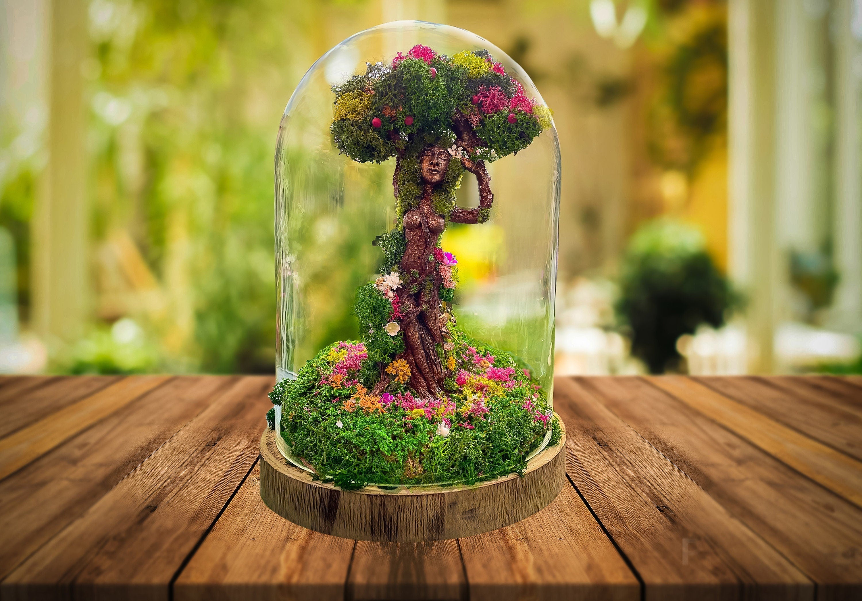 Mother Earth Terrarium – Gaia Tree Goddess in Glass Dome