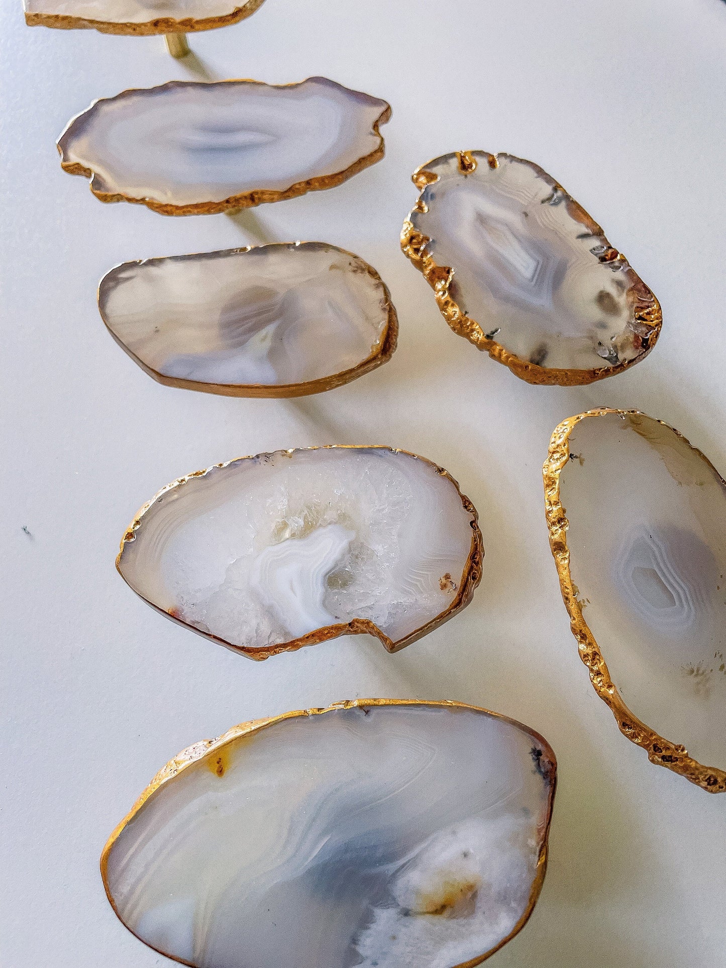 Brass Cabinet Closet Drawer Knobs Set of 12, Natural Agate Slice Cabinet Drawer Knobs mossartbyrishstudio
