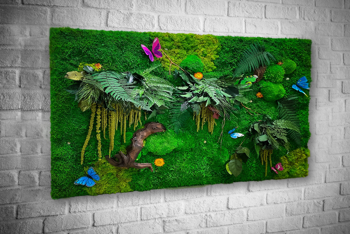 Preserved Moss Artwork with LED Lights | Botanical Moss Wall Art | RishStudio mossartbyrishstudio