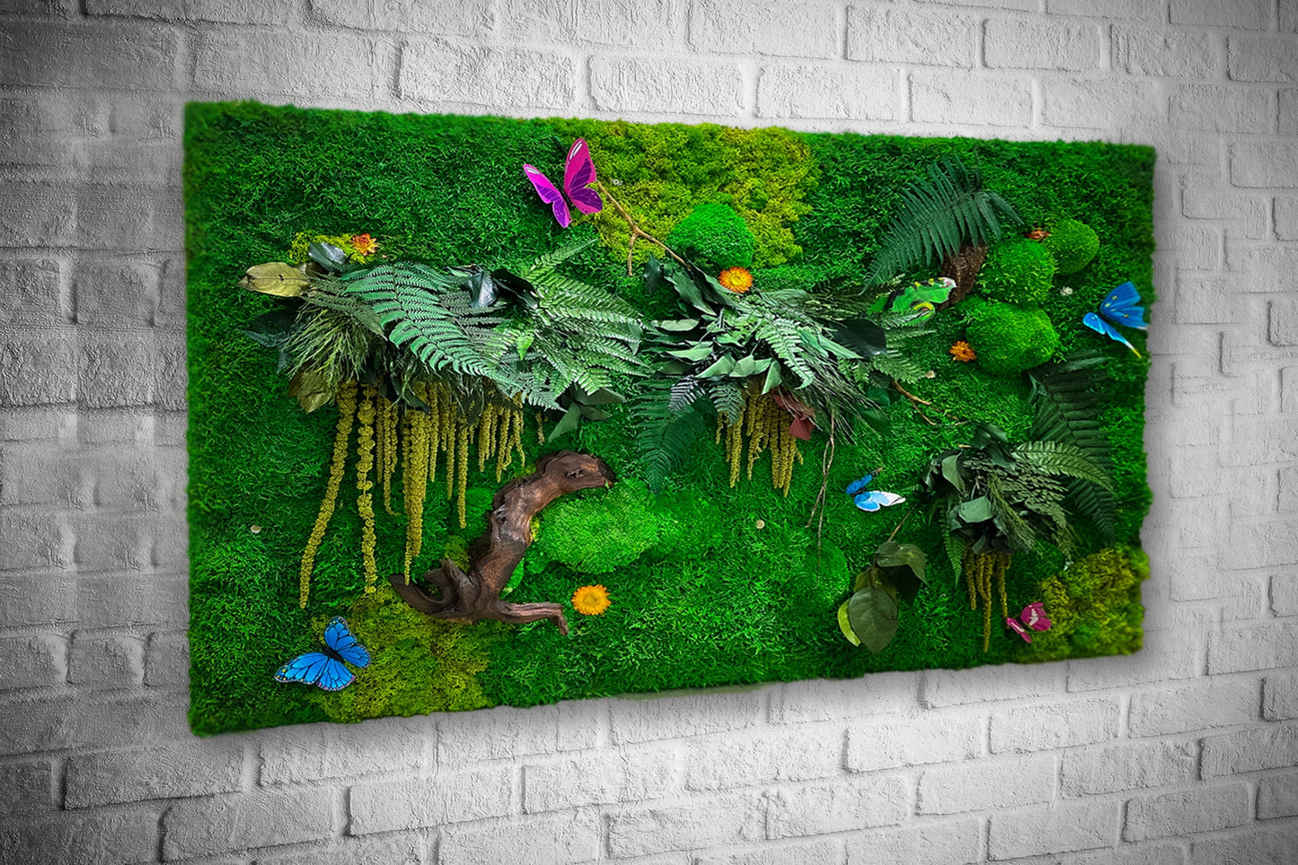 Preserved Moss Artwork with LED Lights | Botanical Moss Wall Art | RishStudio mossartbyrishstudio