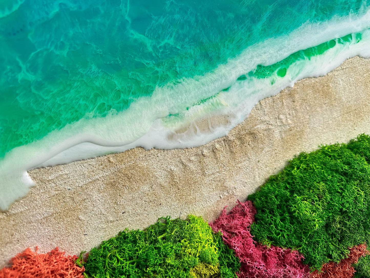 Custom Made Moss and Wood Wall Art | Rainbow Moss Wall Art mossartbyrishstudio