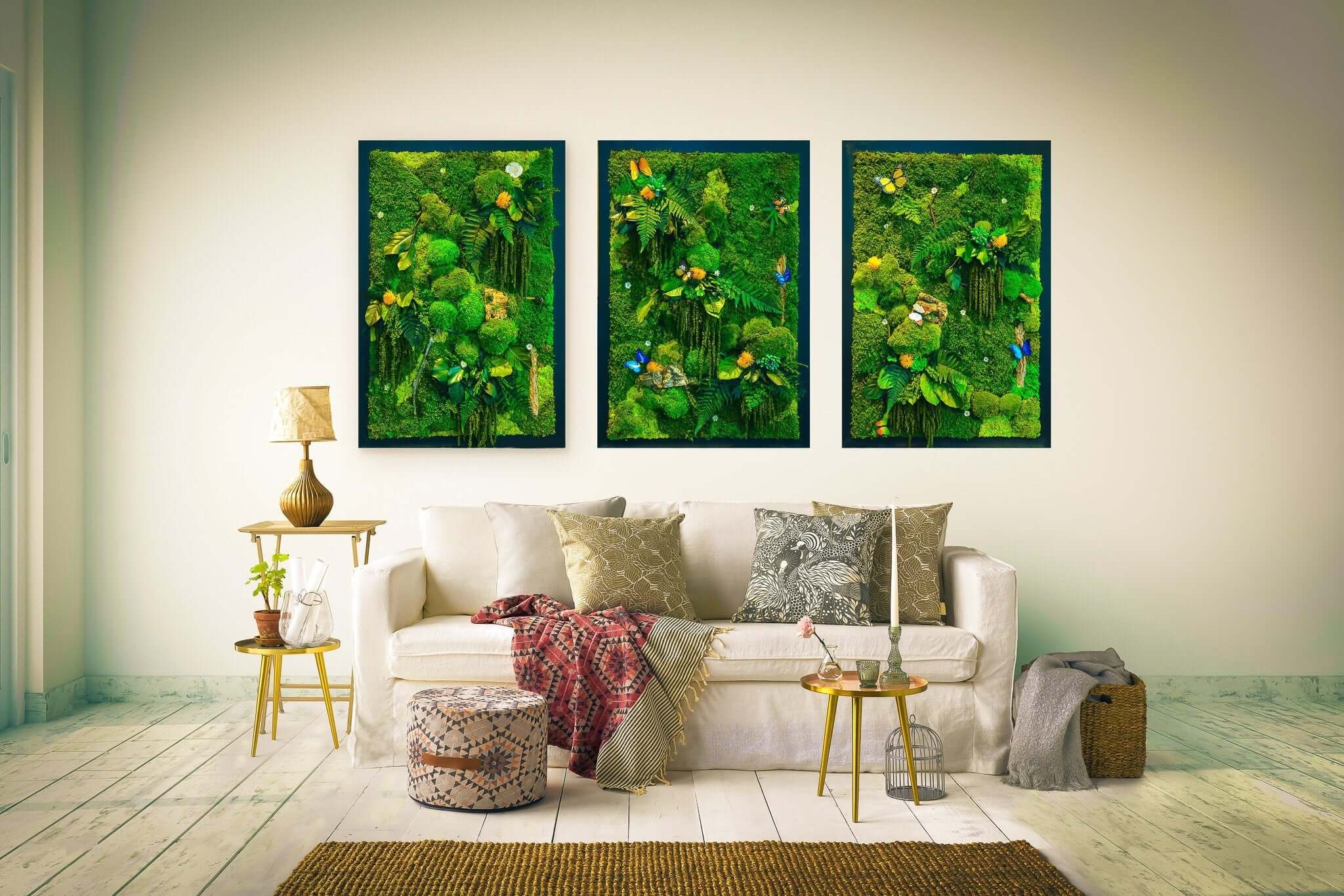 Set of 3 Moss wall art Frame