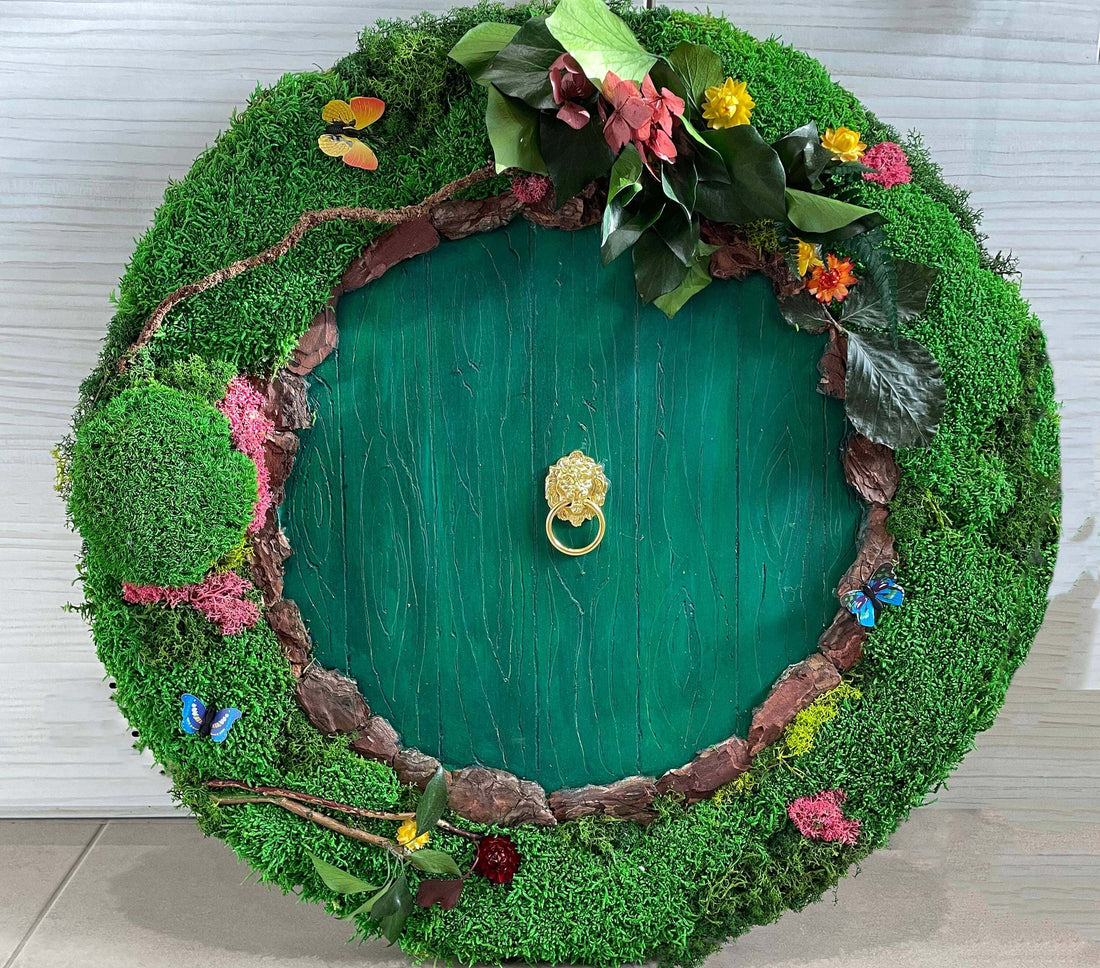 Hobbiton wall art, Hobbit Hole Art, The Shire Painting, Hobbiton, Middle-earth Art, Hobbit House, Hobbit Door, Circular Moss Wall, Hobbits