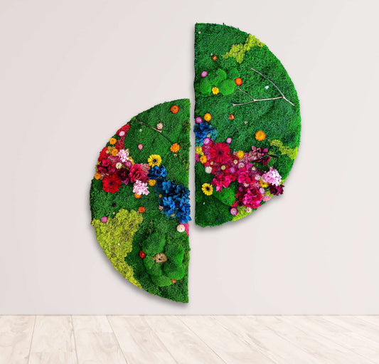 colorful moss art, unique moss wall art, living wall