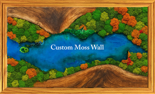 Reserved for Fabio zagami : Custom Moss wall art with wood slab and Resin RishStudio