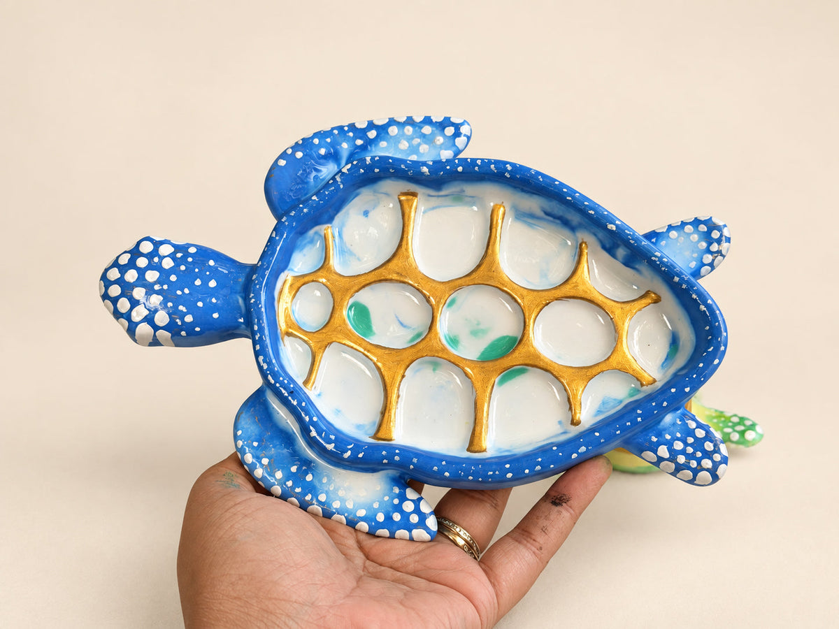 Handmade Jesmonite Turtle Trinket Dish & Artist Palette mossartbyrishstudio