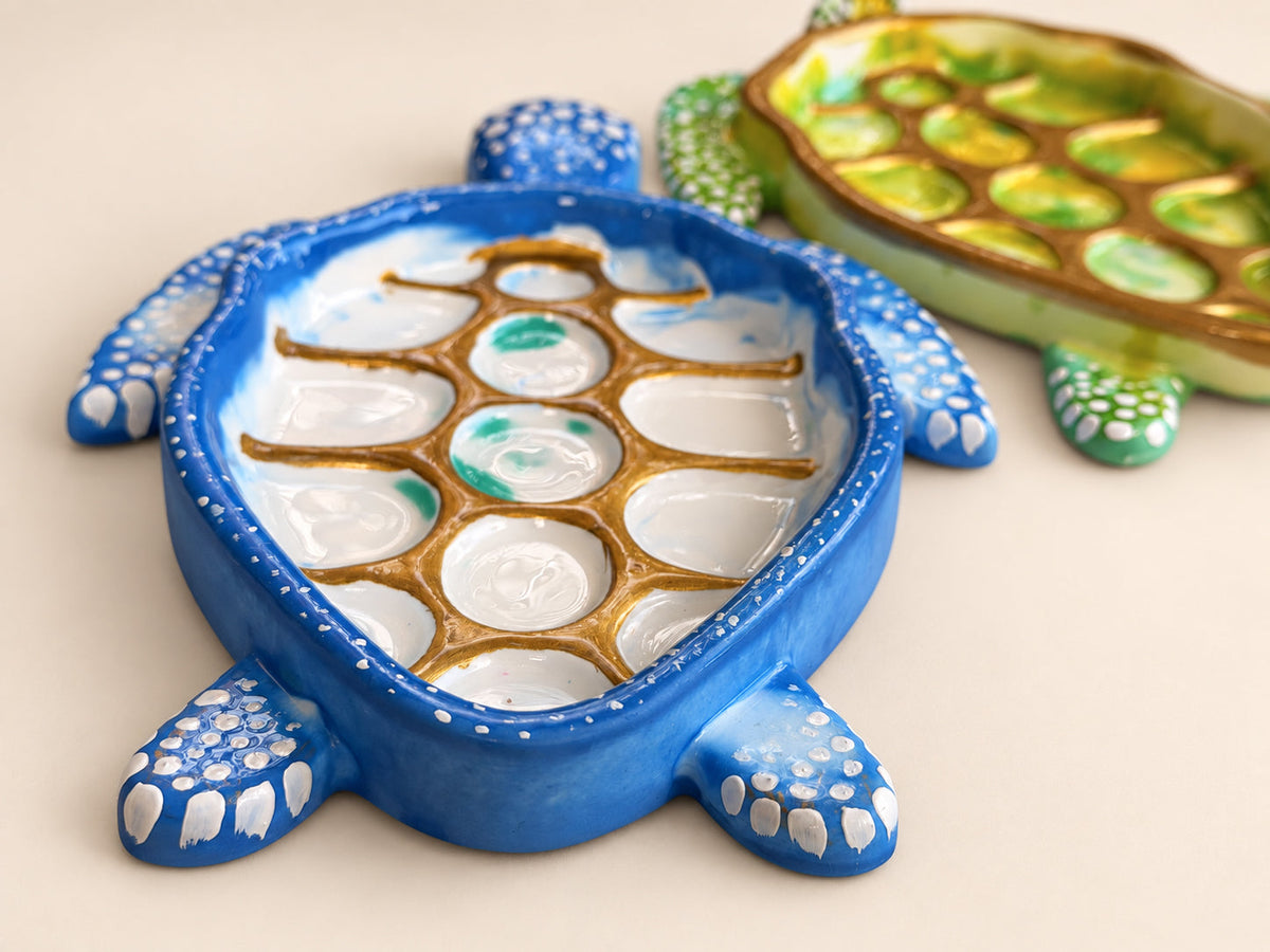 Handmade Jesmonite Turtle Trinket Dish & Artist Palette mossartbyrishstudio