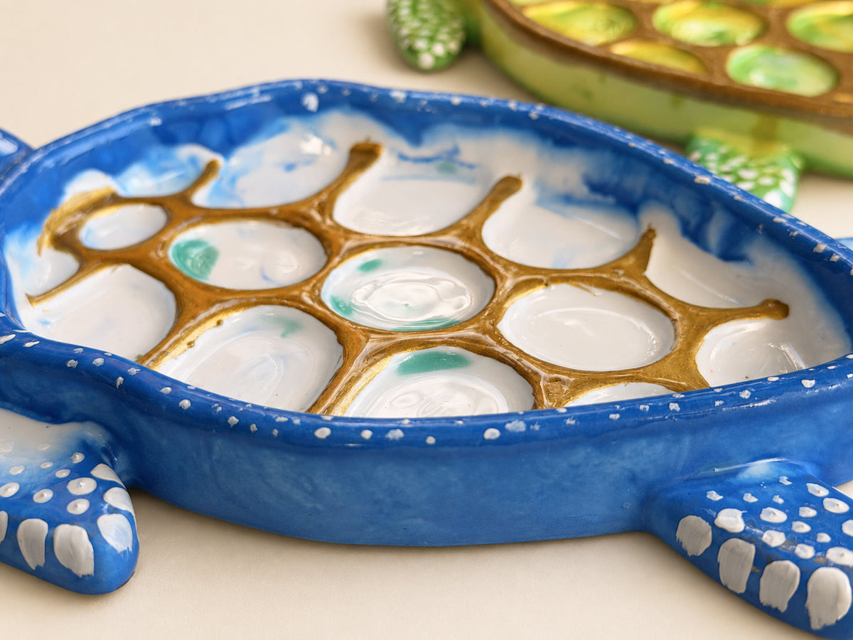 Handmade Jesmonite Turtle Trinket Dish & Artist Palette mossartbyrishstudio