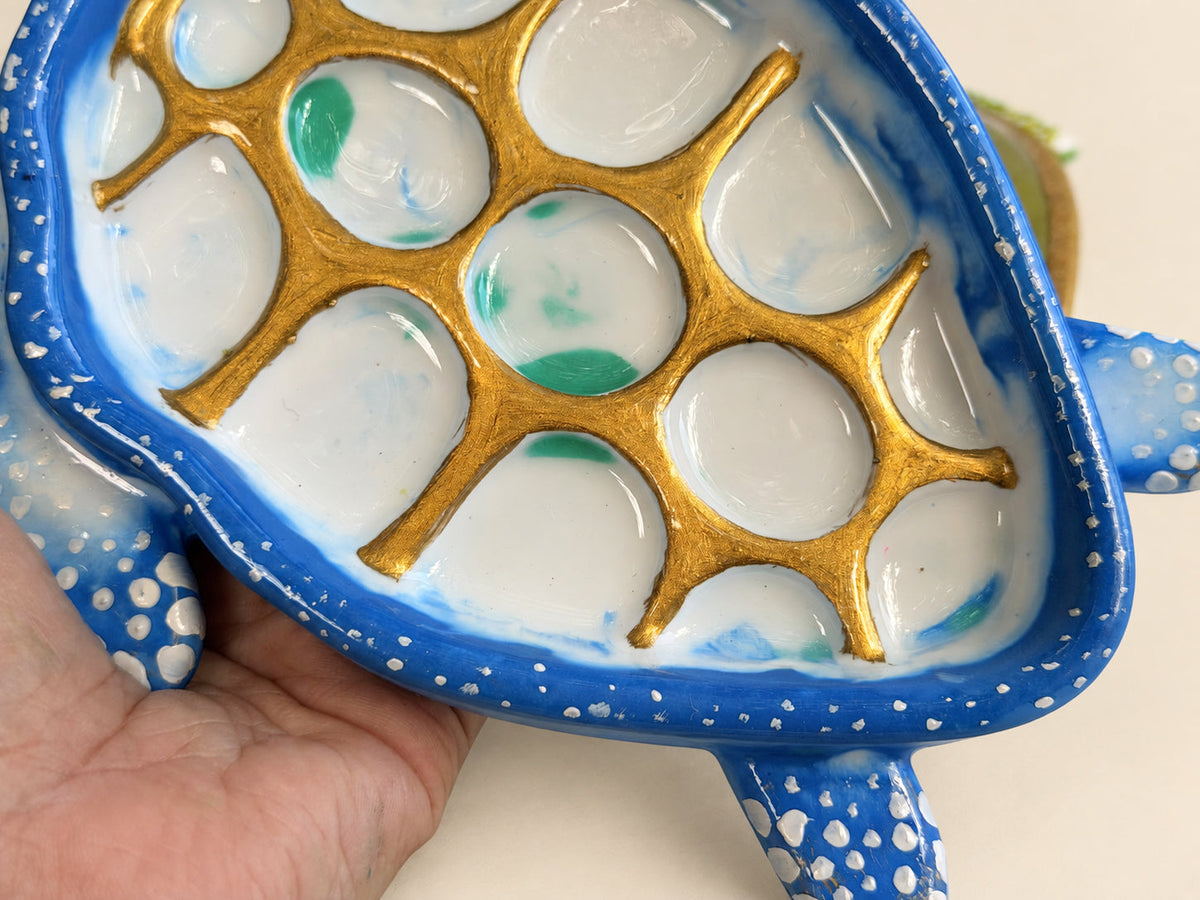 Handmade Jesmonite Turtle Trinket Dish & Artist Palette mossartbyrishstudio