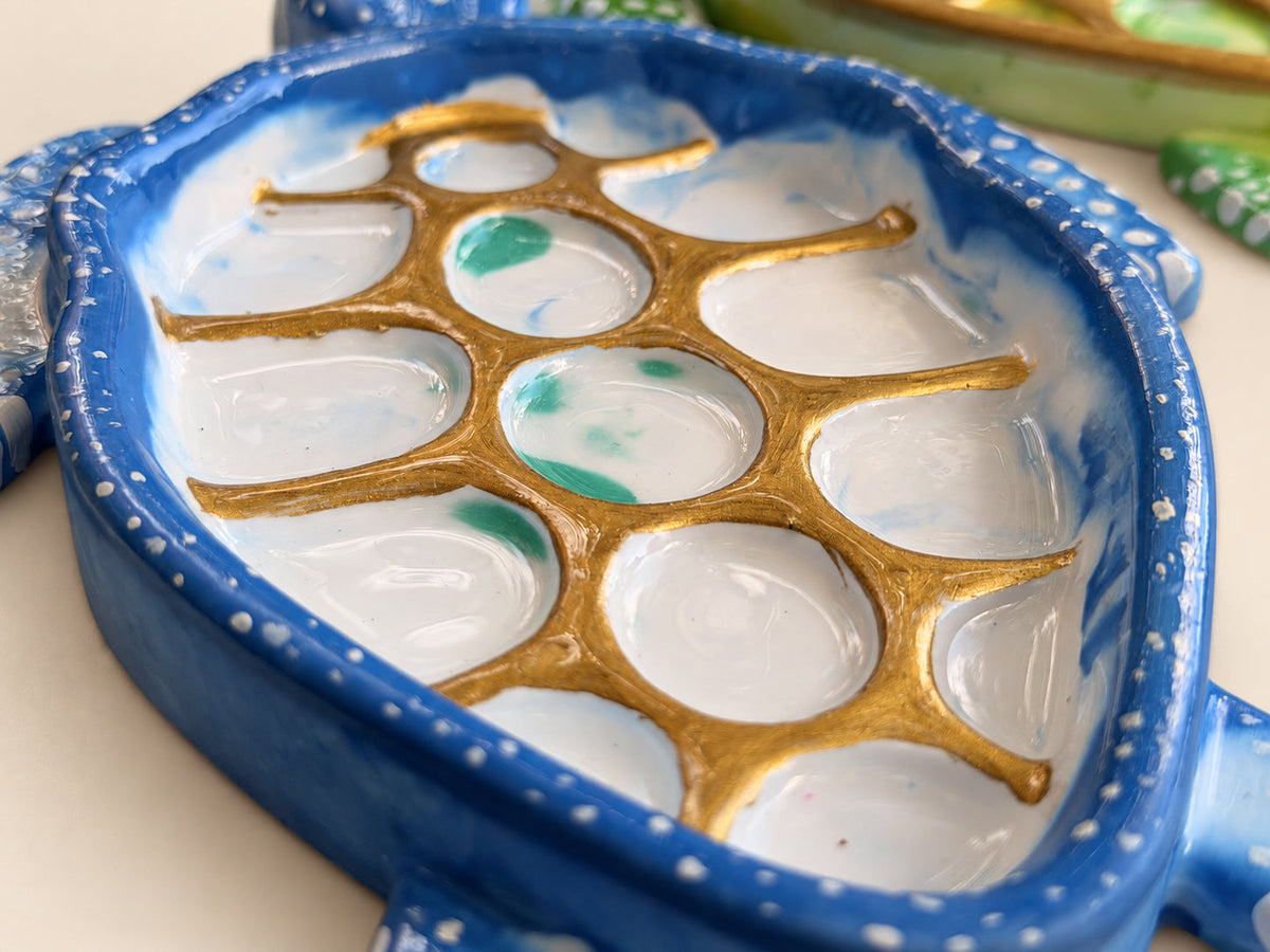Handmade Jesmonite Turtle Trinket Dish & Artist Palette mossartbyrishstudio