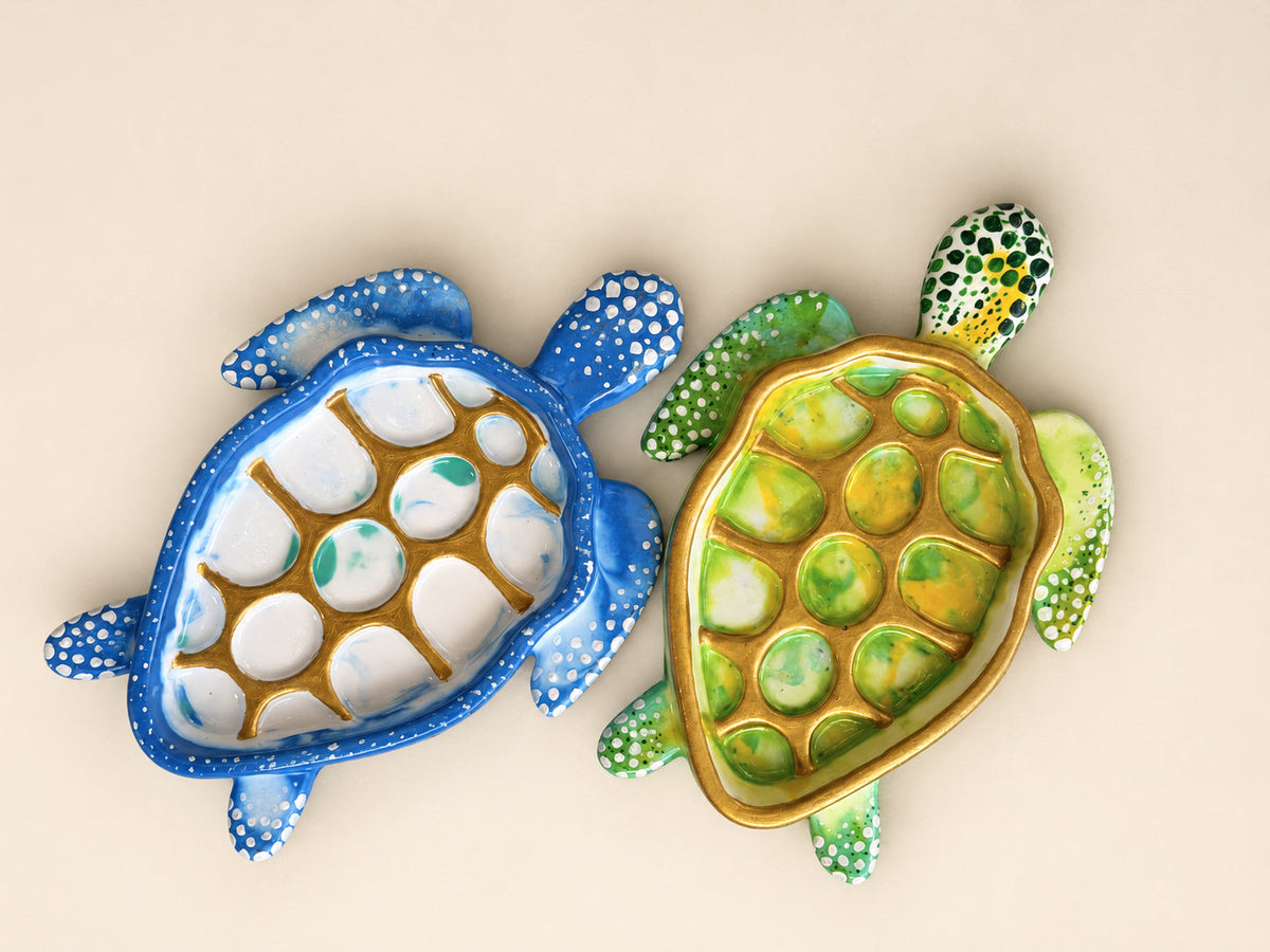 Handmade Jesmonite Turtle Trinket Dish & Artist Palette mossartbyrishstudio