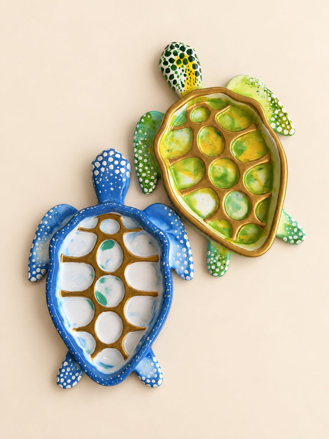 Handmade Jesmonite Turtle Trinket Dish & Artist Palette mossartbyrishstudio