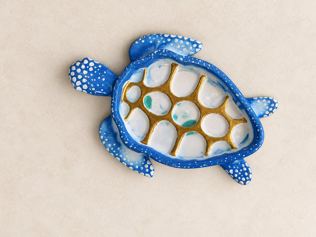 Handmade Jesmonite Turtle Trinket Dish & Artist Palette mossartbyrishstudio