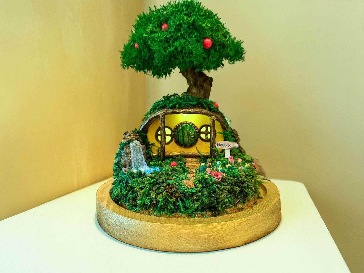 Hobbit House Terrarium: Lord of the Rings Moss Terrarium in Glass Cloche Dome, Bilbo’s Front Door Hobbiton Fairy Garden