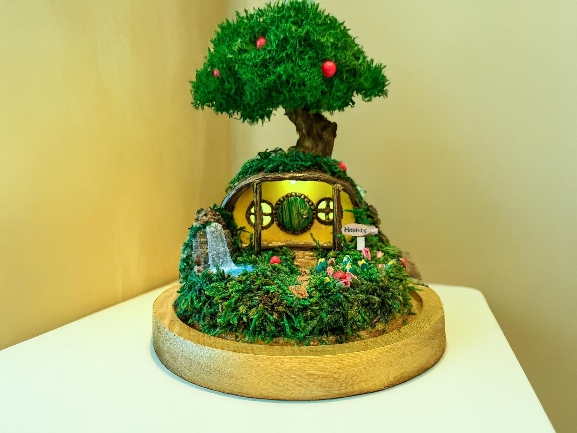 Hobbit House Terrarium: Lord of the Rings Moss Terrarium in Glass Cloche Dome, Bilbo’s Front Door Hobbiton Fairy Garden