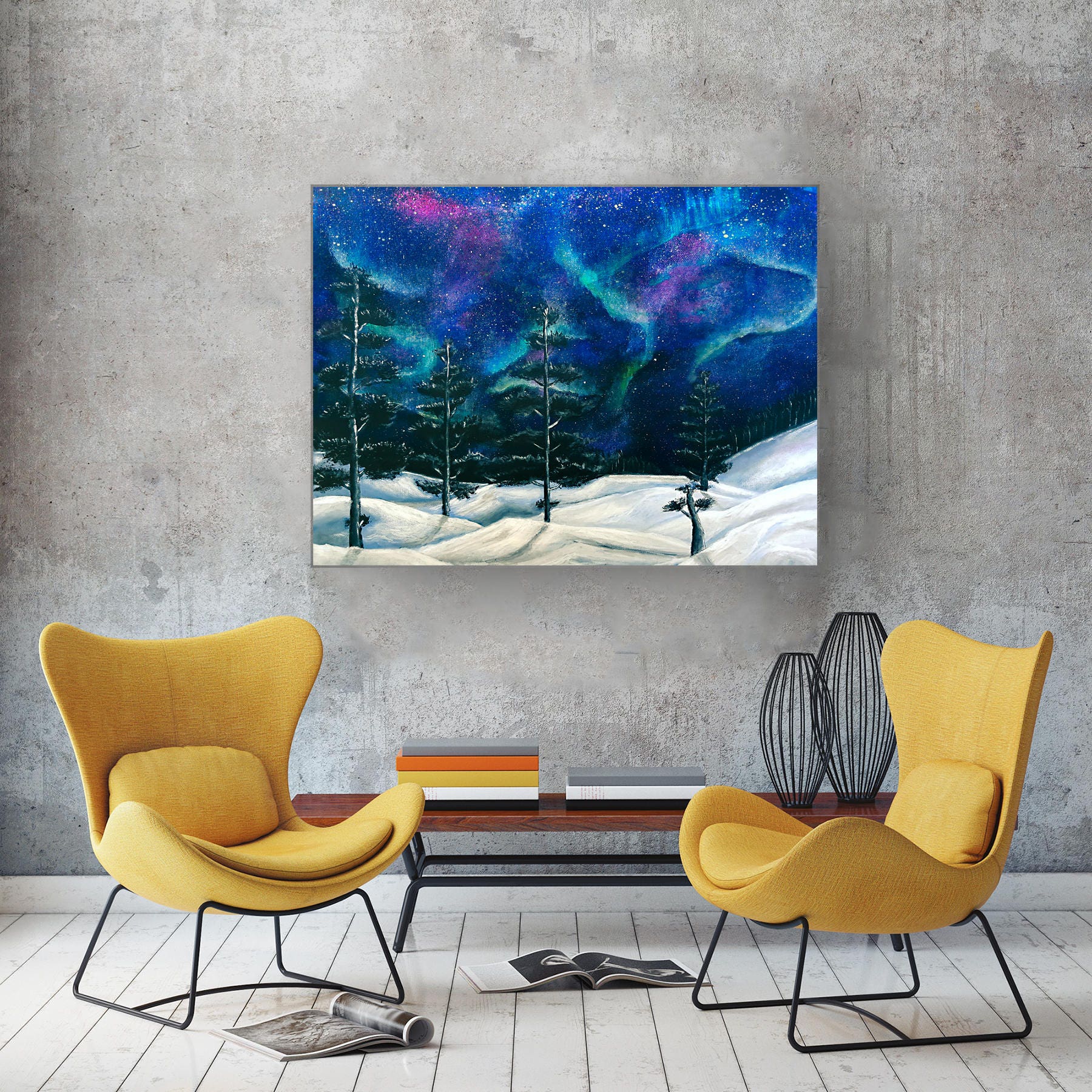 Northern Lights Acrylic Painting| northern light painting RishStudio