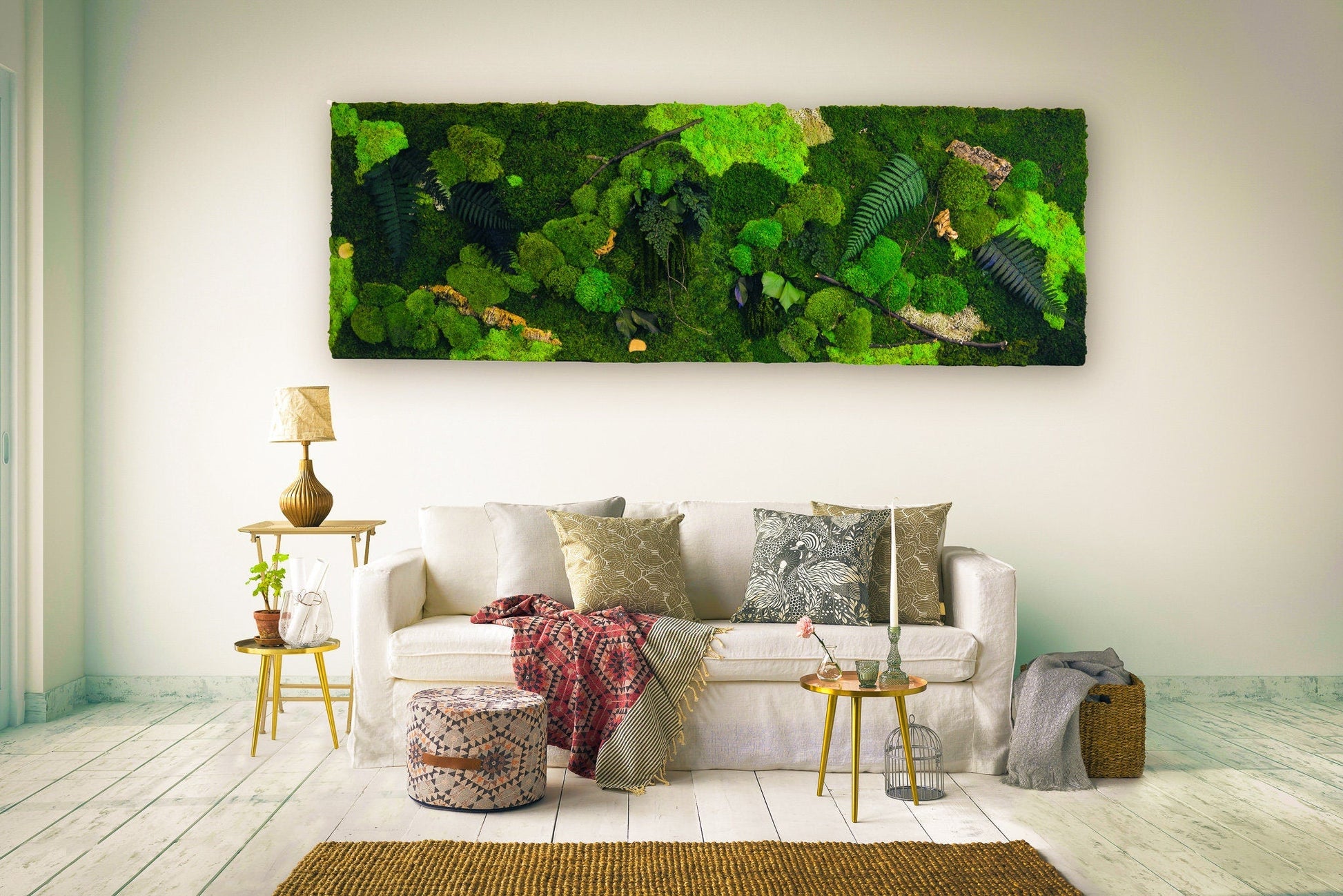 Moss Wall Art Set of Two Panels | Large Moss art RishStudio