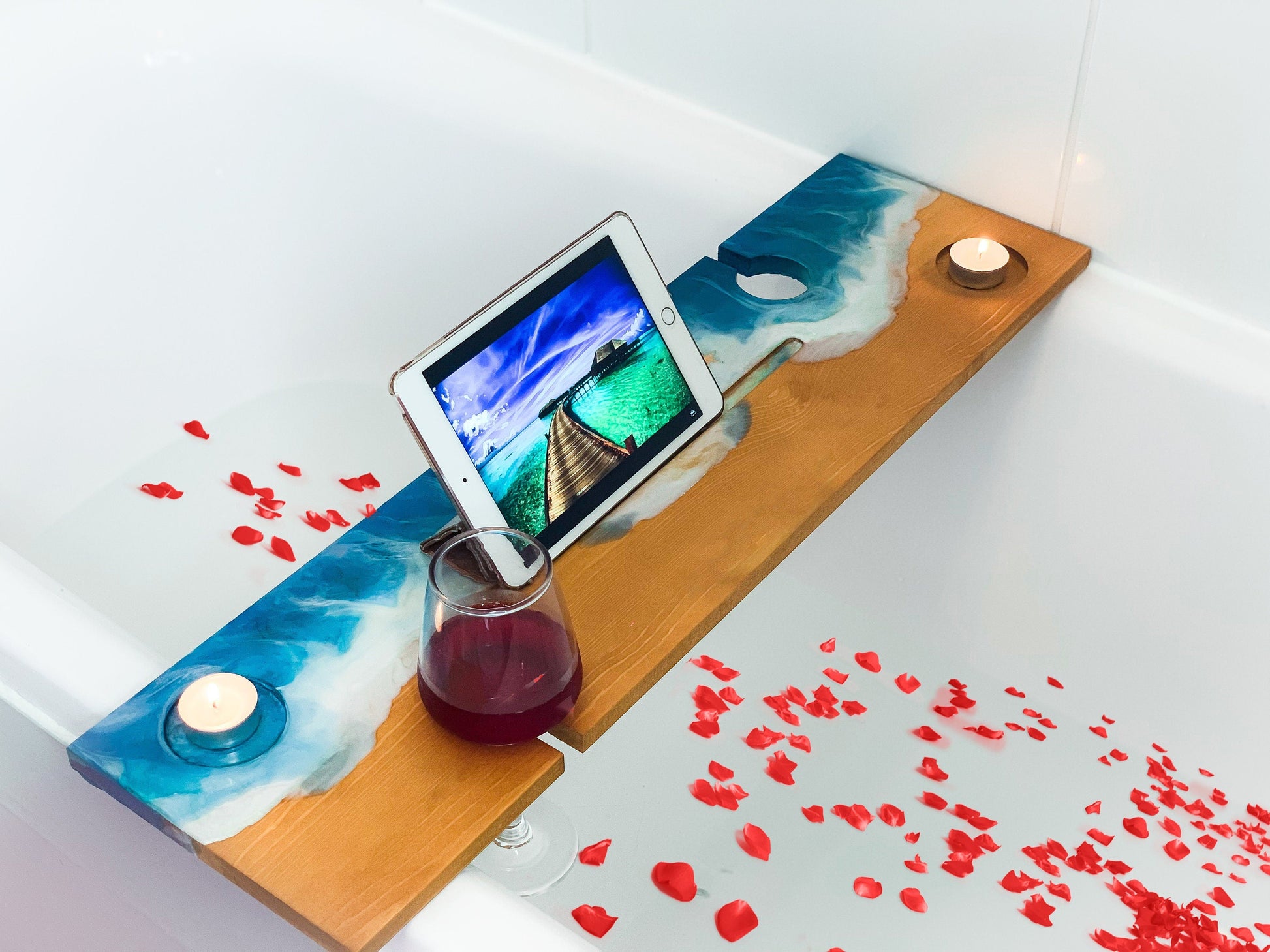 Bath Tray | Wood Bathtub Tray | Bath Shelf mossartbyrishstudio