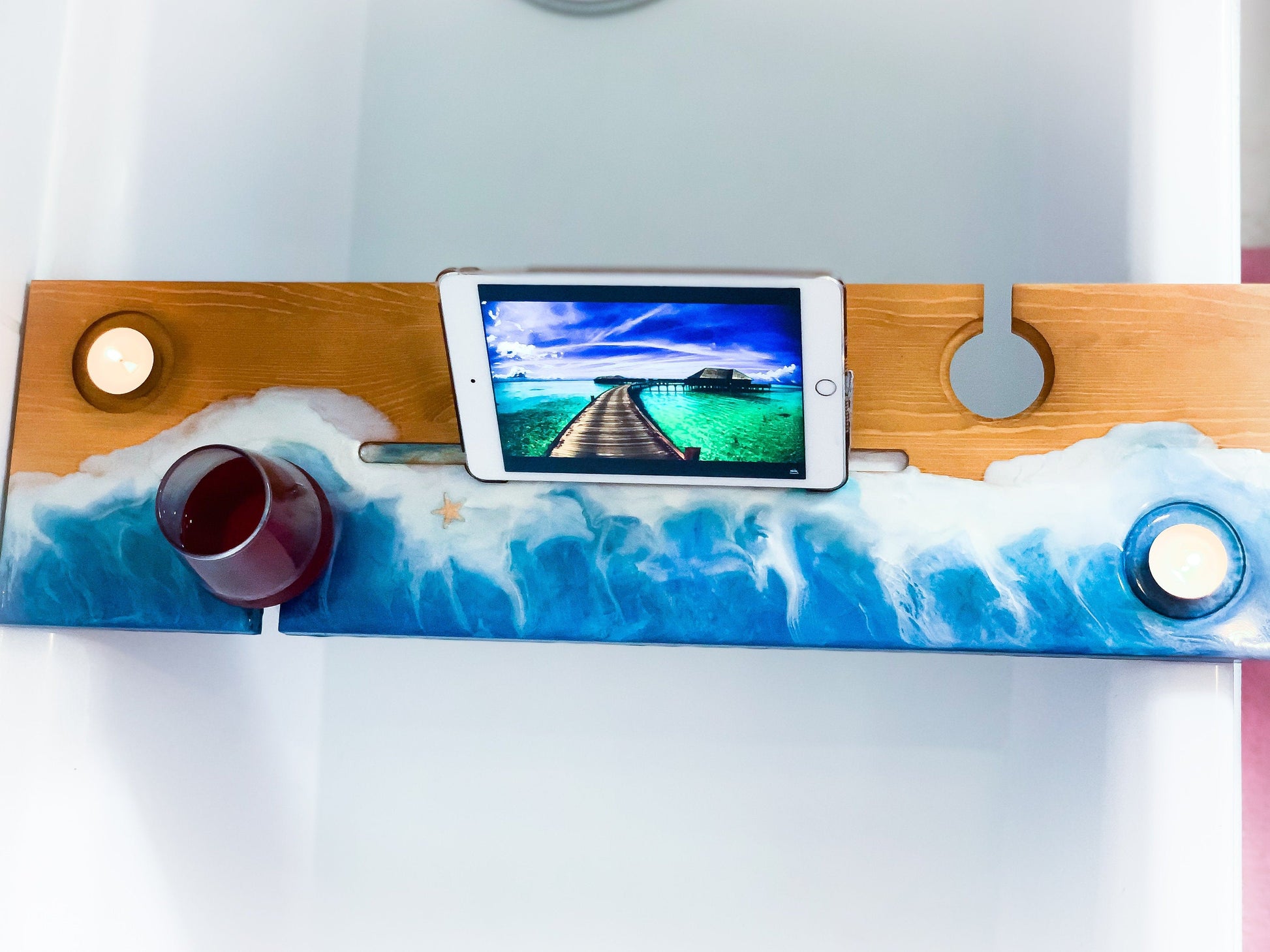 Bath Tray | Wood Bathtub Tray | Bath Shelf mossartbyrishstudio