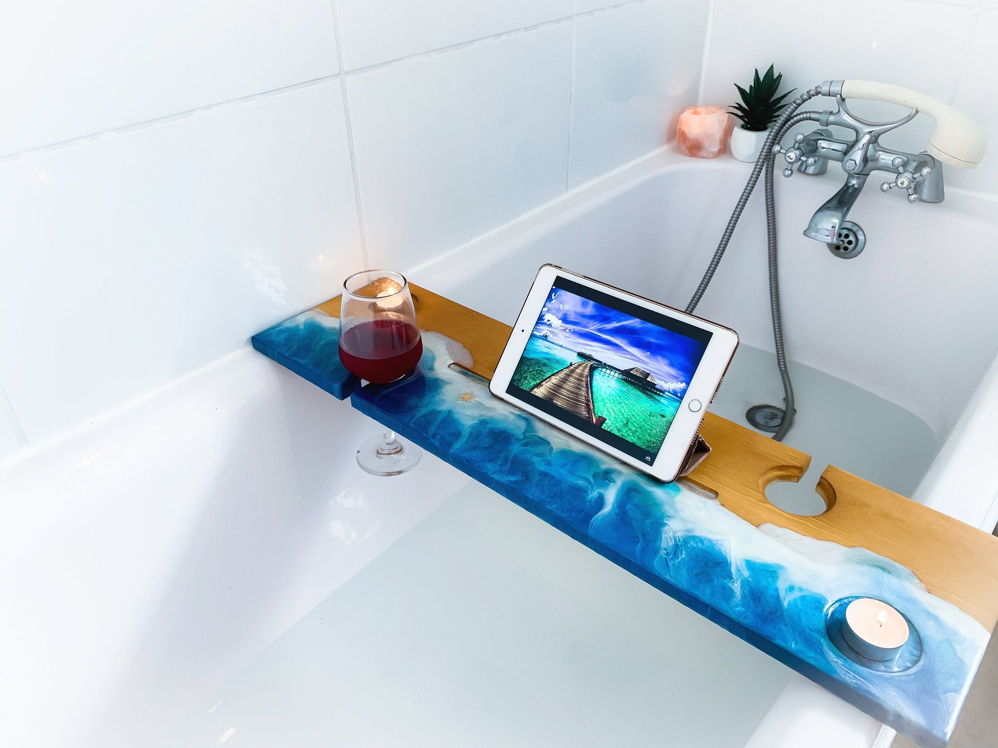 Bath Tray | Wood Bathtub Tray | Bath Shelf mossartbyrishstudio