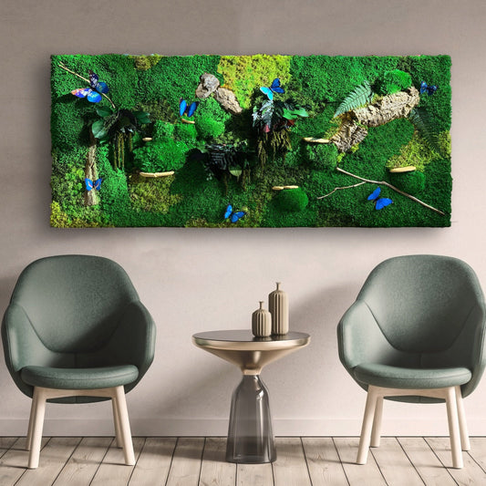 Set of two 60 x 60cm Moss Panels | Preserved Moss Wall | Mushroom Moss Art RishStudio