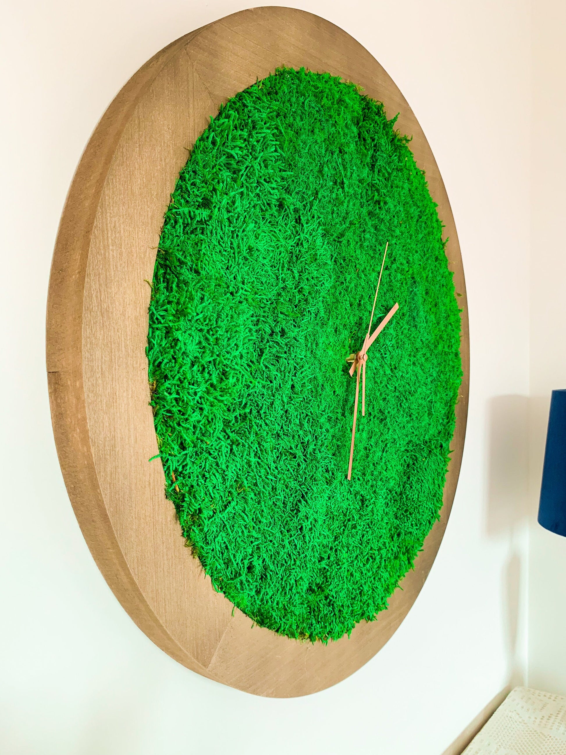 Large wooden wall clock | Oversized wooden Clock | Moss wall Clock mossartbyrishstudio