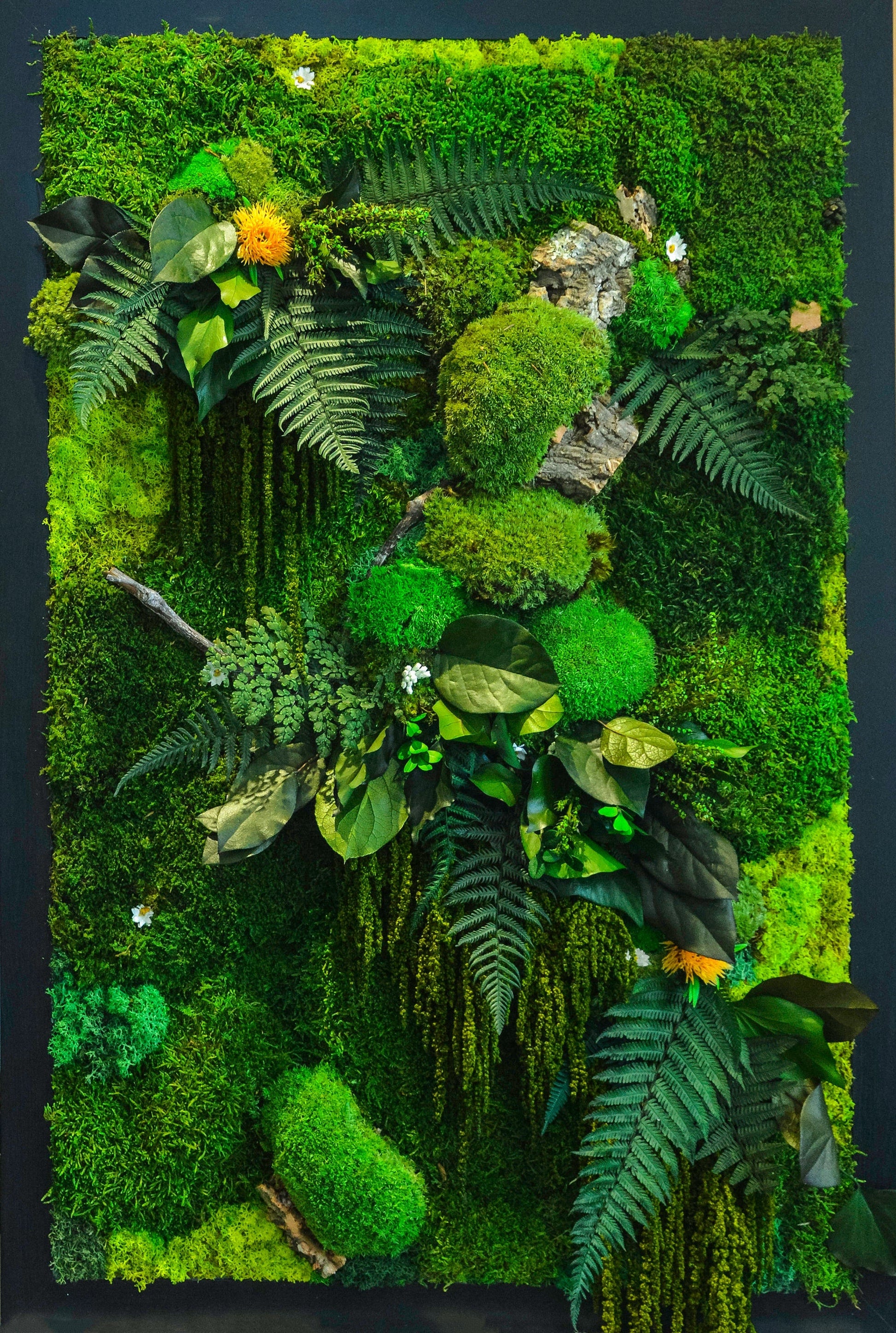 Custom Moss Wall Art – Lush Greenery with Butterfly Accents for Home Décor RishStudio