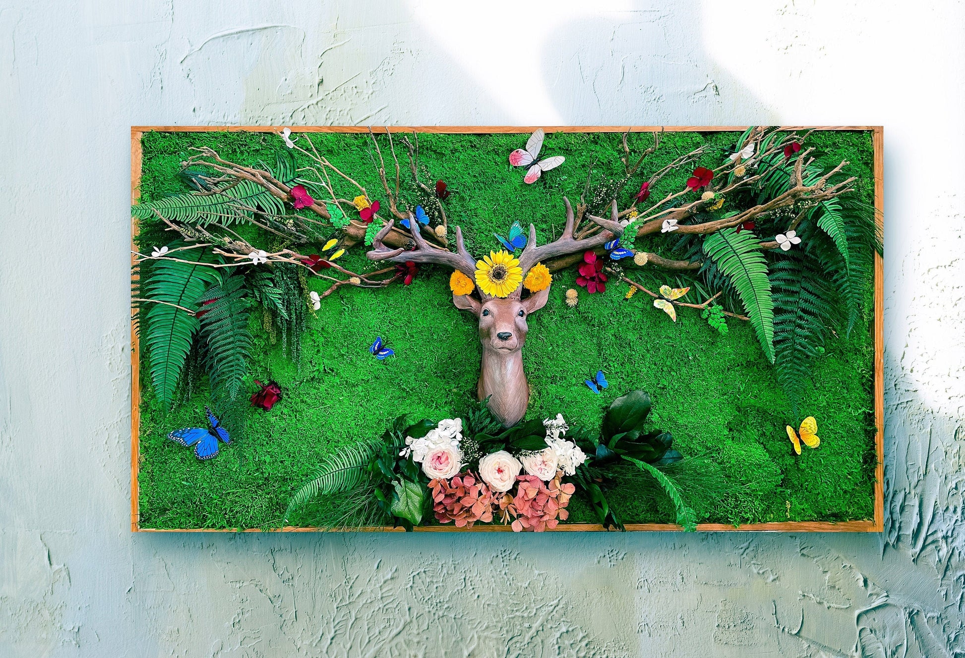 Moss Wall with garden ornaments Wall Hanging mossartbyrishstudio