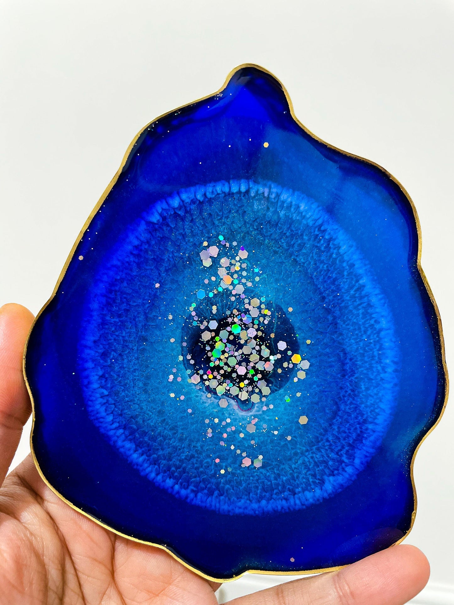 Blue resin agate coasters Set of 5 | Agate Coaster mossartbyrishstudio