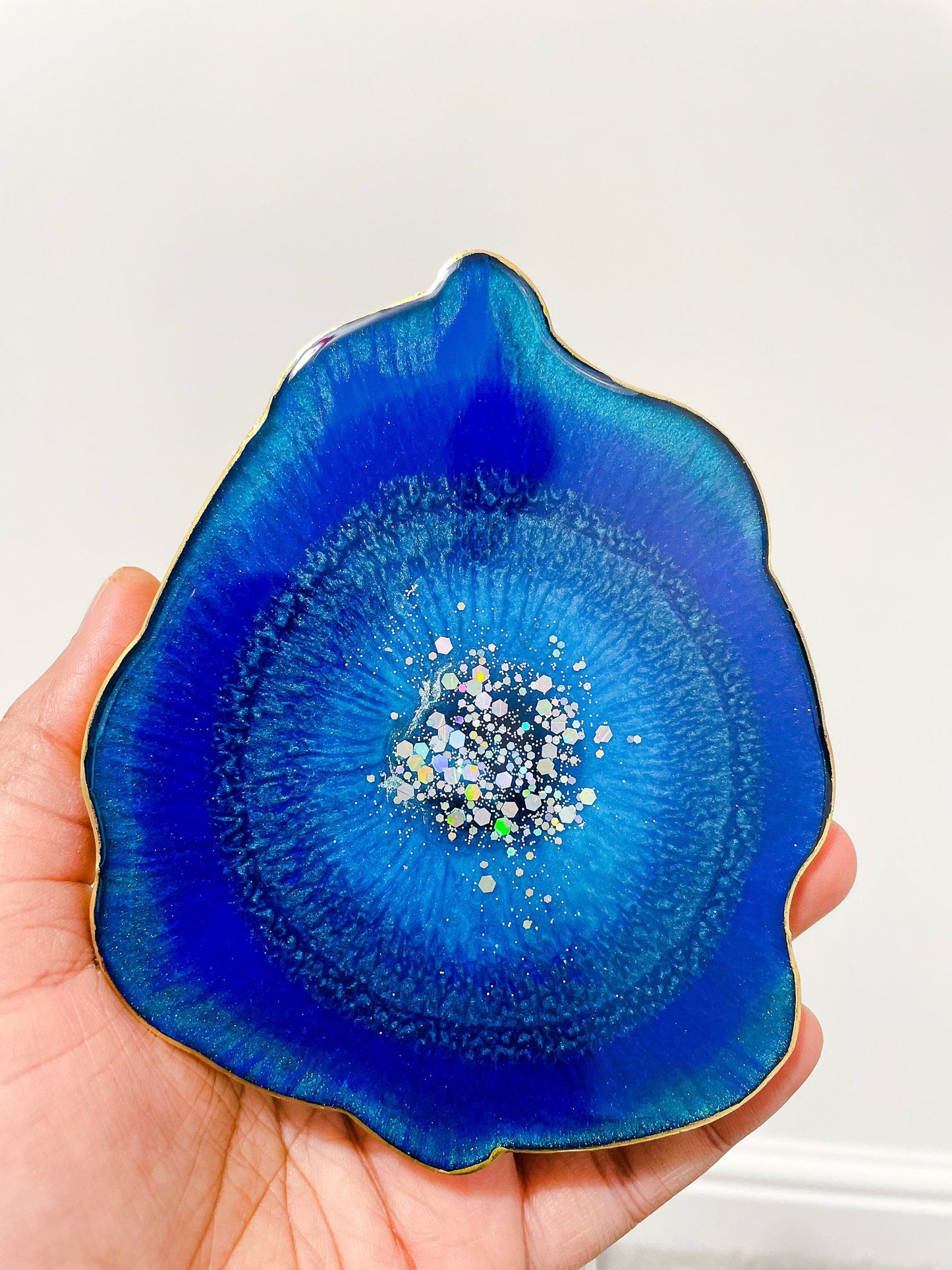 Blue resin agate coasters Set of 5 | Agate Coaster mossartbyrishstudio