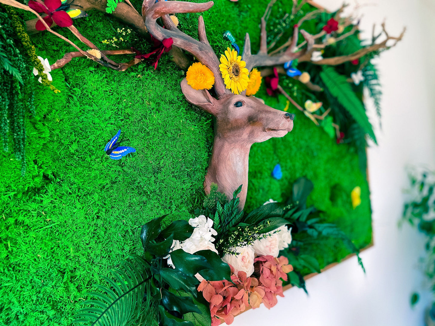 Moss Wall with garden ornaments Wall Hanging mossartbyrishstudio