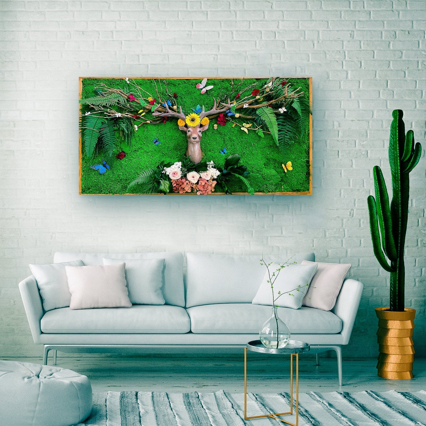 Moss Wall with garden ornaments Wall Hanging mossartbyrishstudio