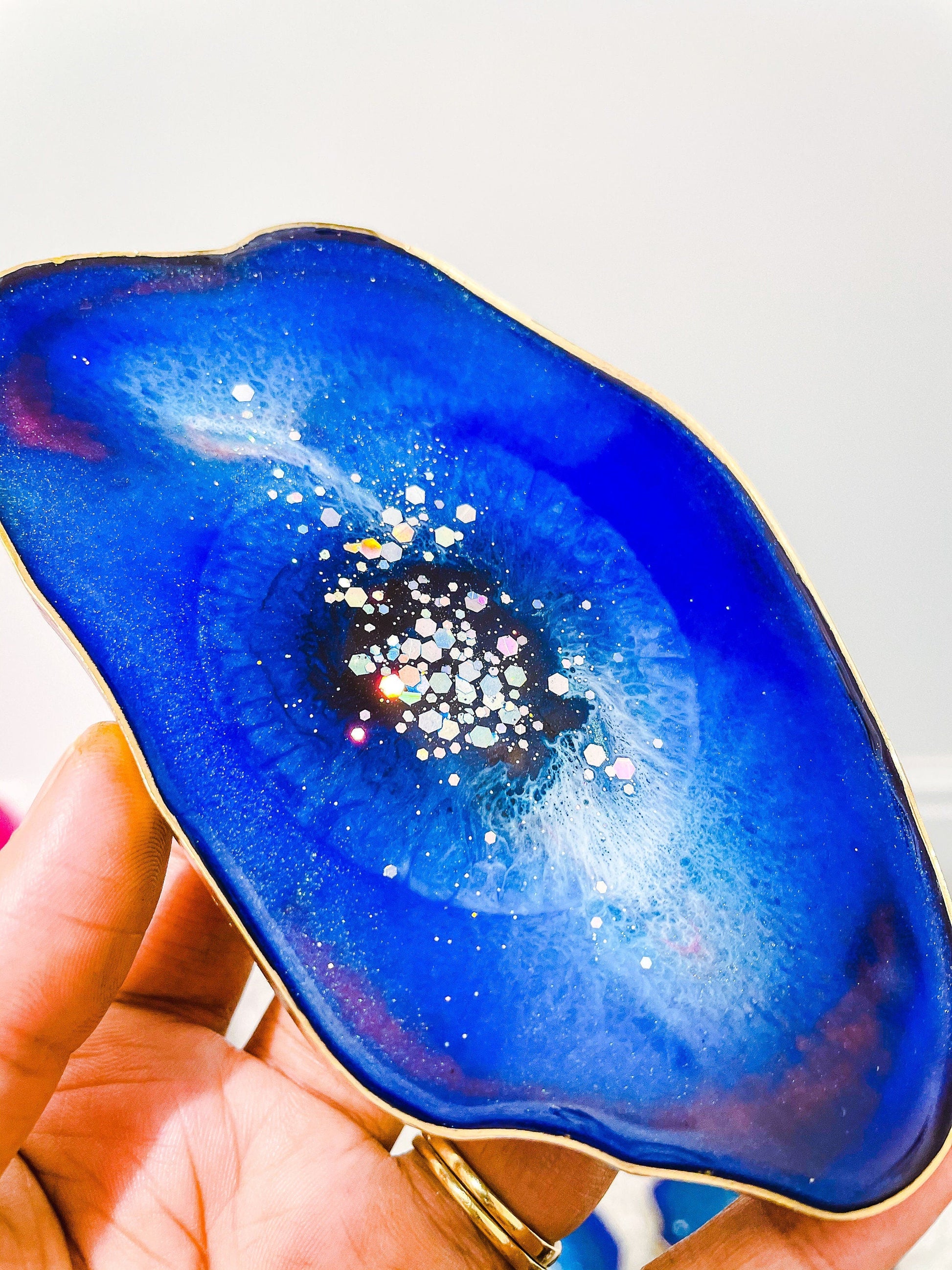 Blue resin agate coasters Set of 5 | Agate Coaster mossartbyrishstudio
