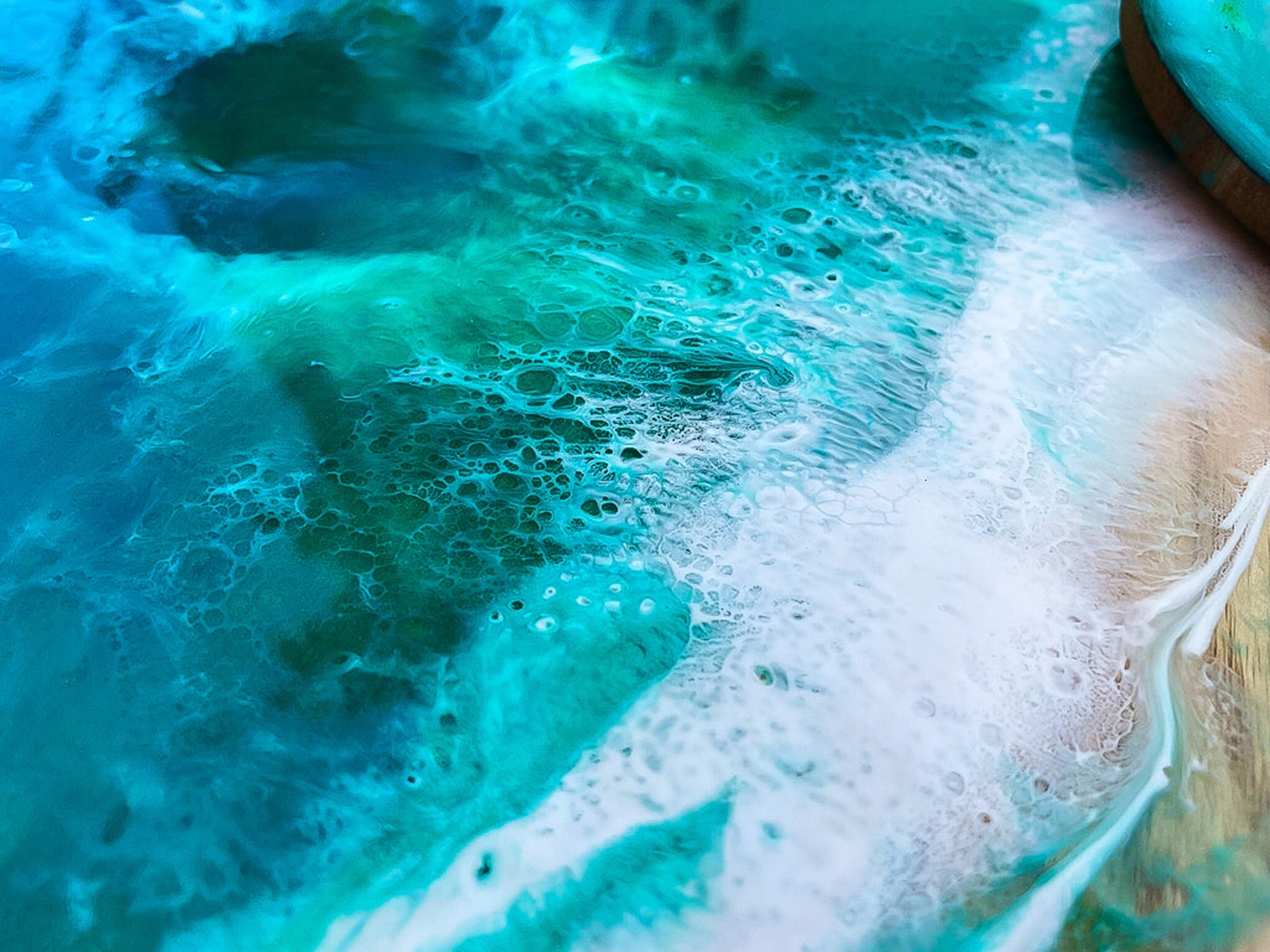 Bamboo Placemats, Ocean waves wooden placemats and coaster sets, mossartbyrishstudio