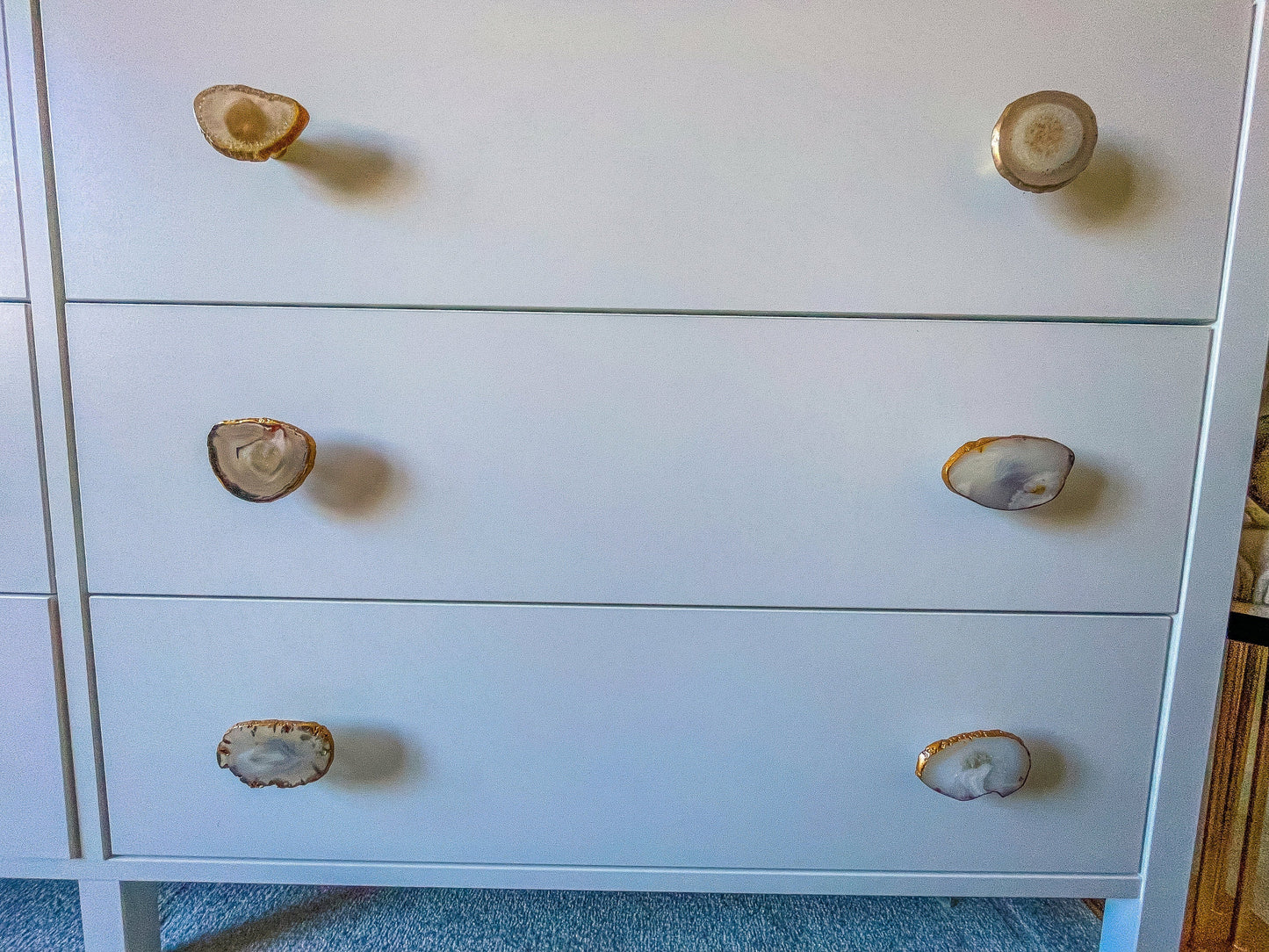 Brass Cabinet Closet Drawer Knobs Set of 12, Natural Agate Slice Cabinet Drawer Knobs mossartbyrishstudio