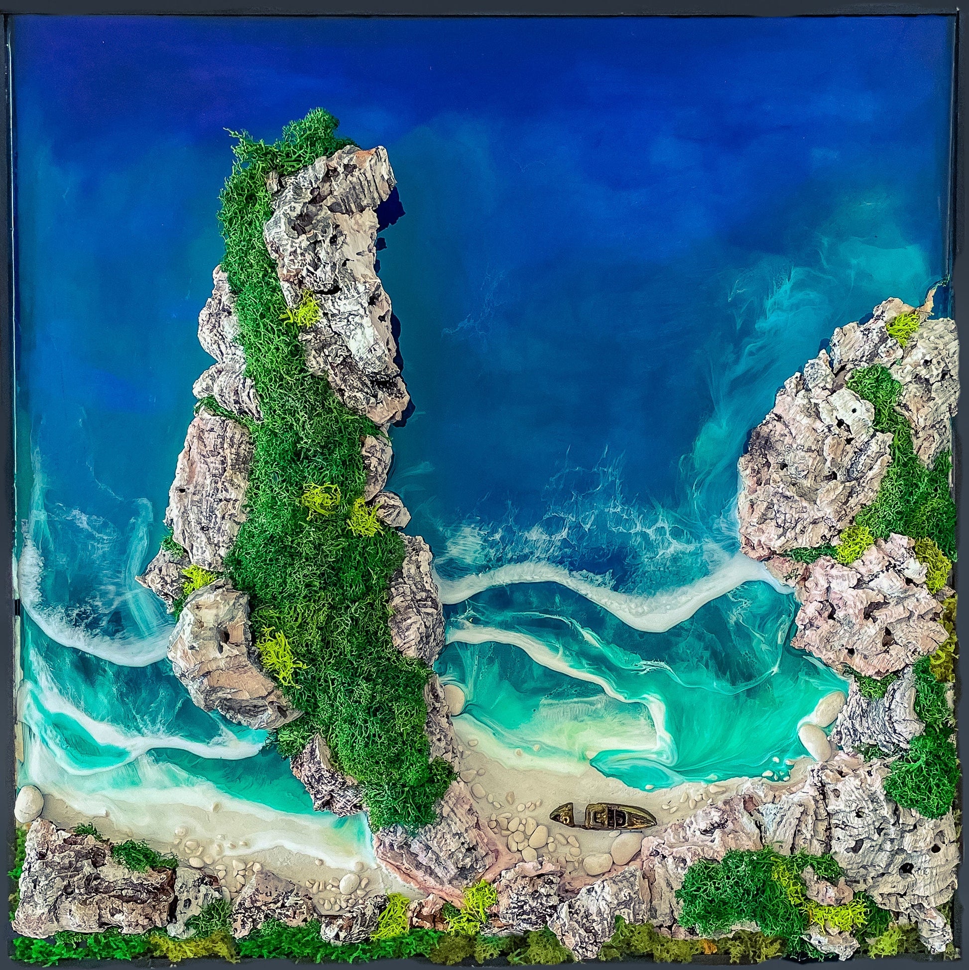 Resin seascape | Ocean Painting | Moss Wall Art | Sea Paintings mossartbyrishstudio