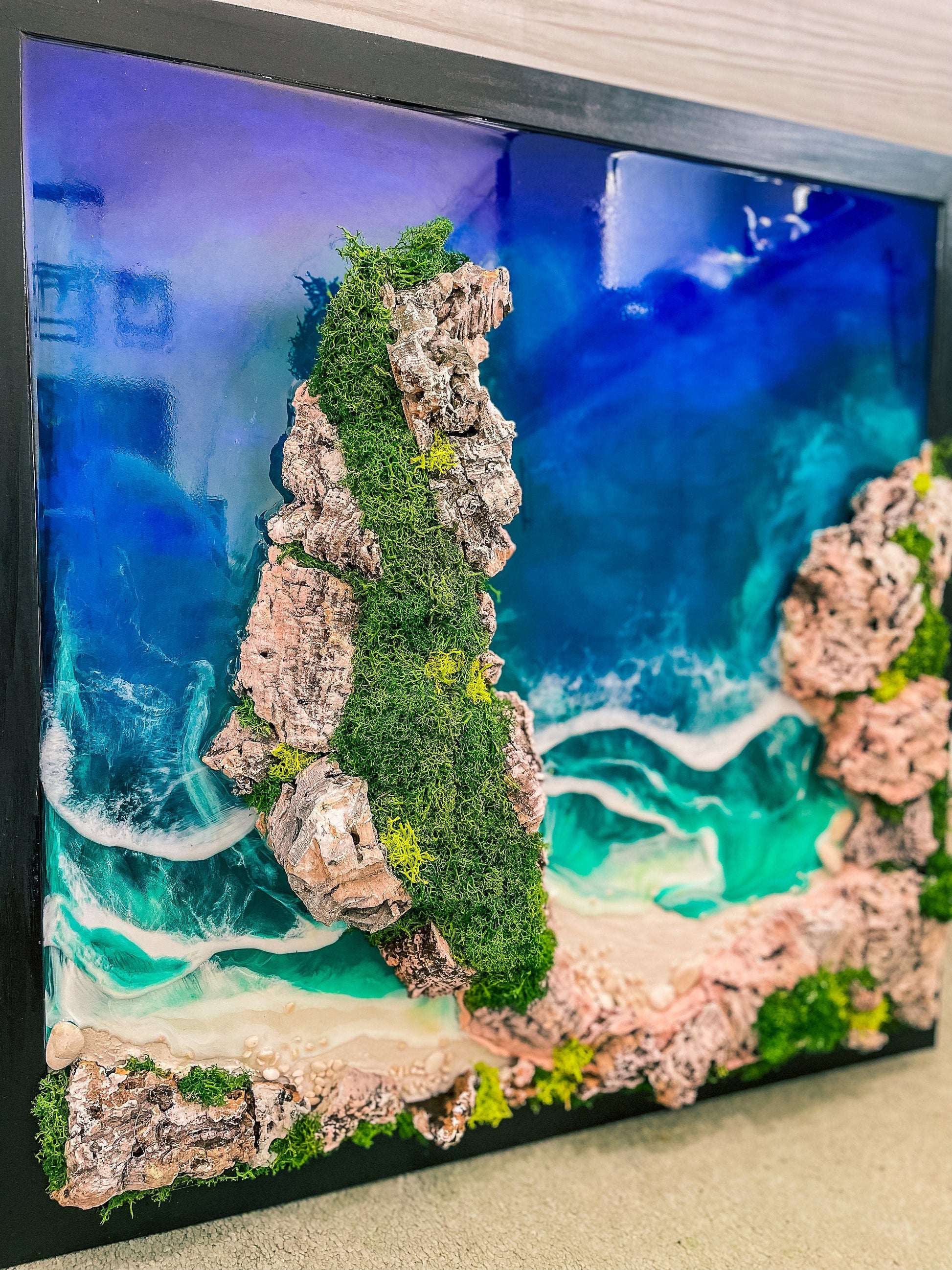 Resin seascape | Ocean Painting | Moss Wall Art | Sea Paintings mossartbyrishstudio