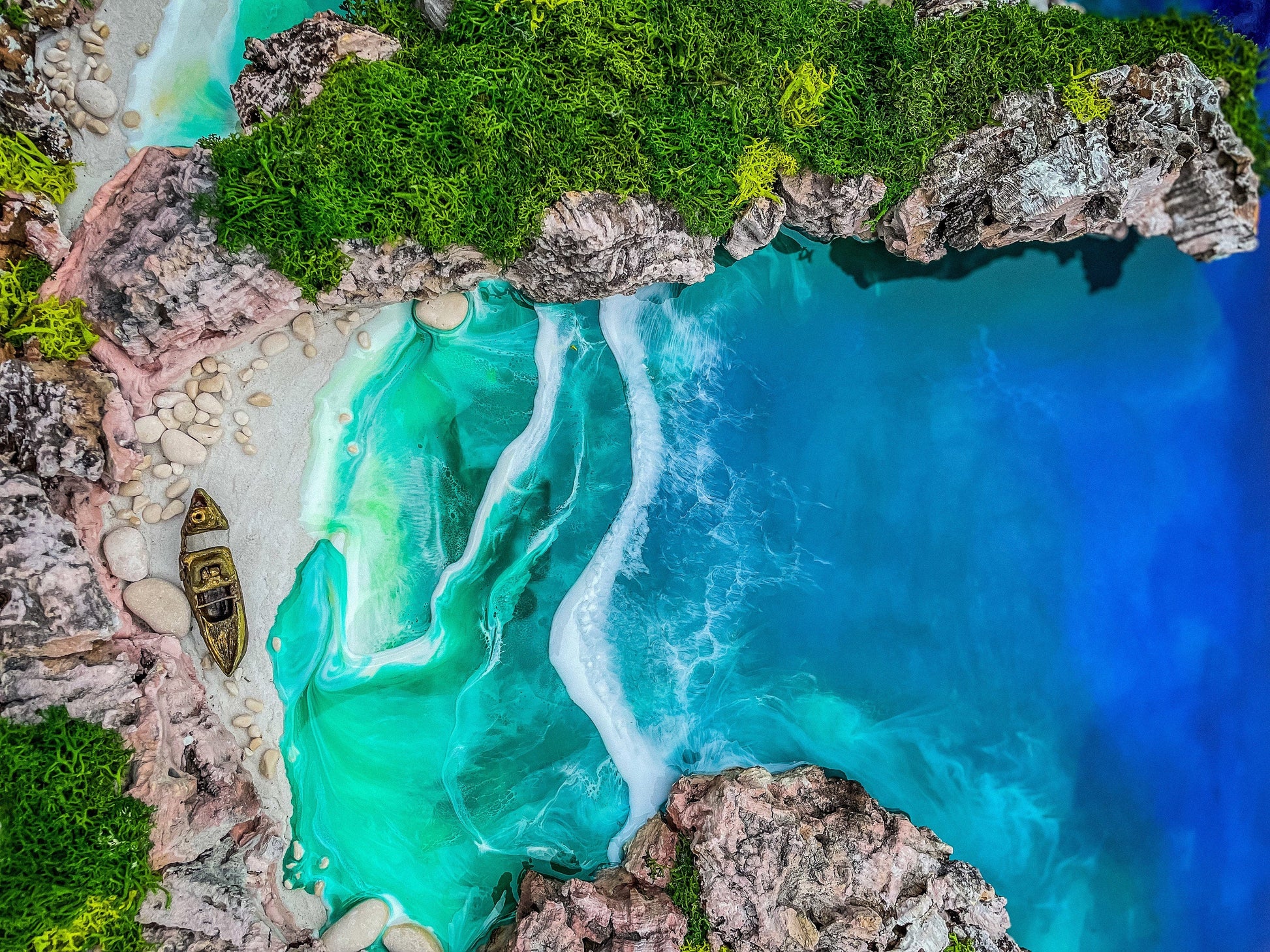 Resin seascape | Ocean Painting | Moss Wall Art | Sea Paintings mossartbyrishstudio