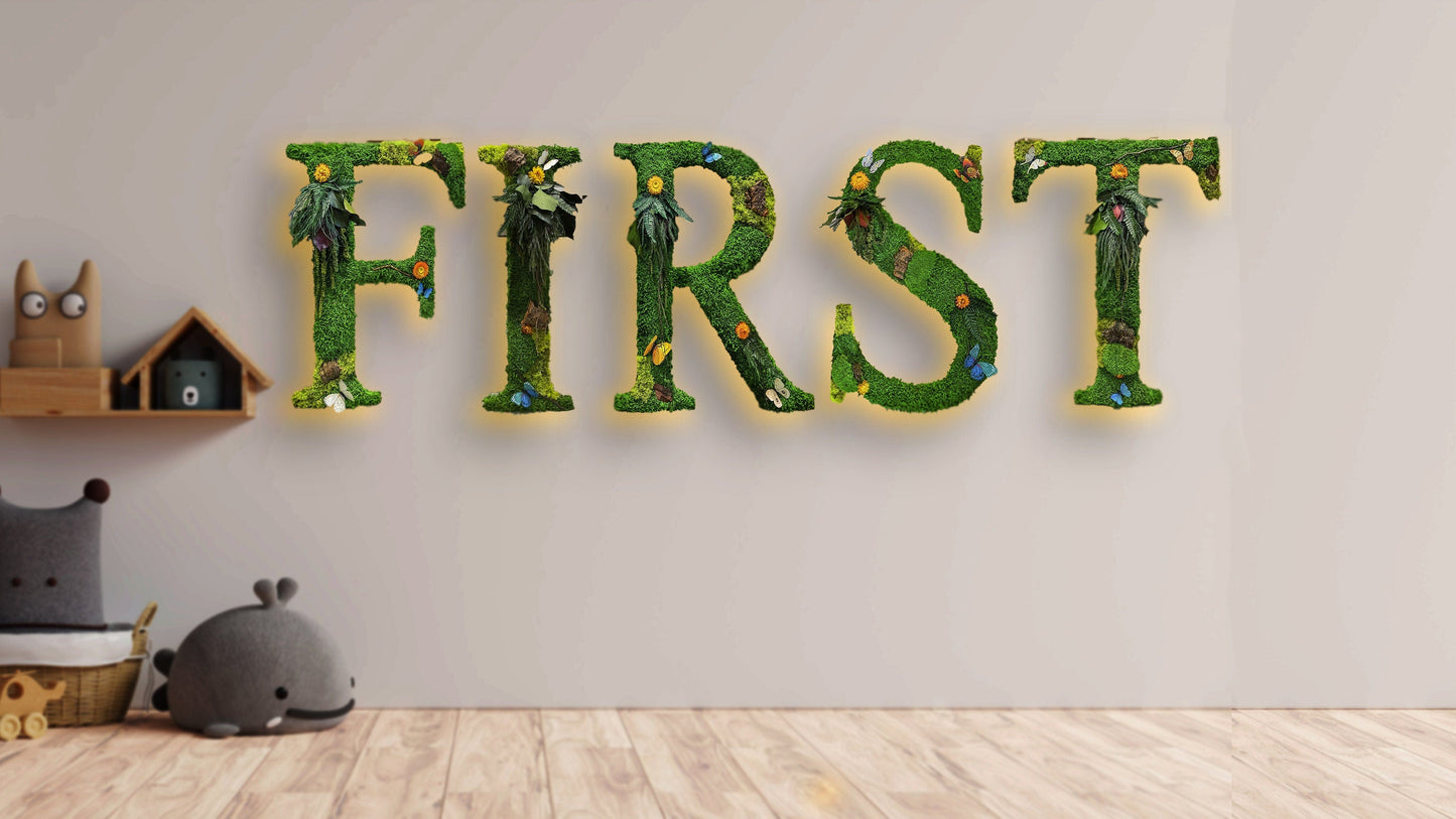 Custom Backlit Wall Letters | Moss Letters logo With Light | RishStudio mossartbyrishstudio
