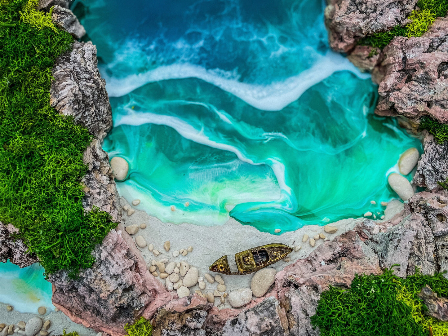 Resin seascape | Ocean Painting | Moss Wall Art | Sea Paintings mossartbyrishstudio