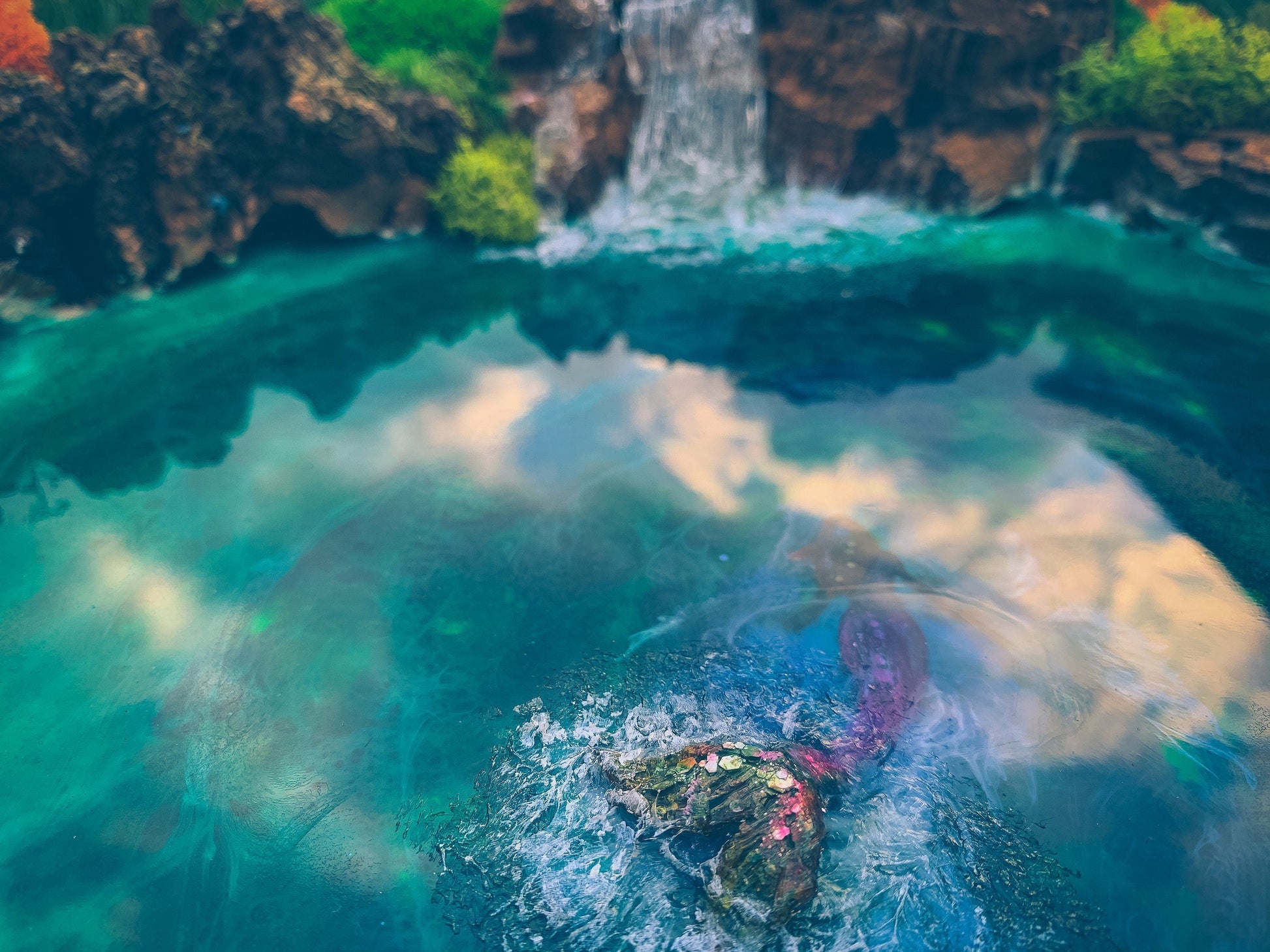 Eco-Friendly Moss & Resin Wall Art – Sustainable Blue Lagoon Landscape with Natural Bark – Handmade Nature-Inspired Decor mossartbyrishstudio