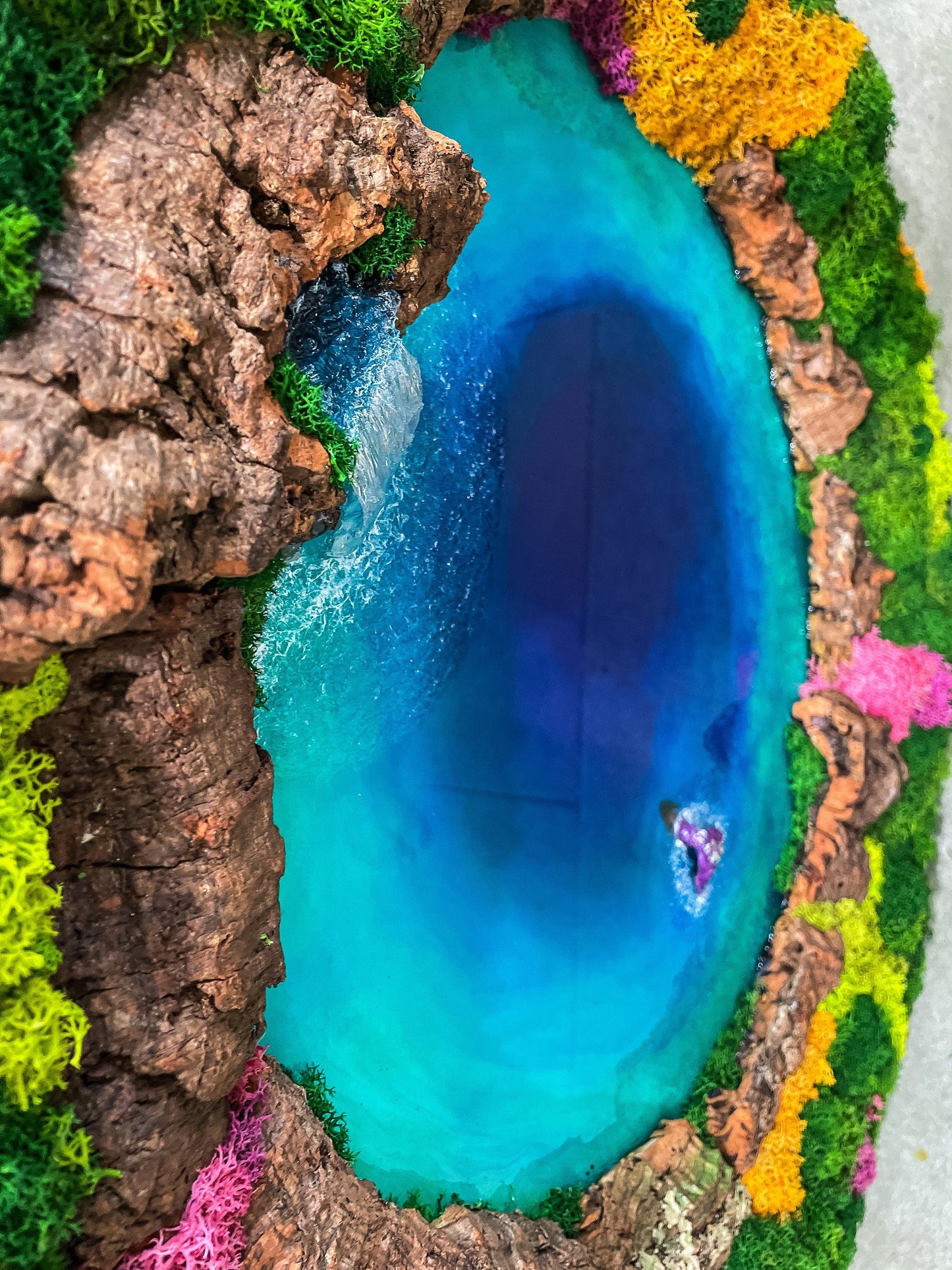 Circular Ocean Wall Art and resin seascape | Round Moss wall | Mermaid Wall Art mossartbyrishstudio