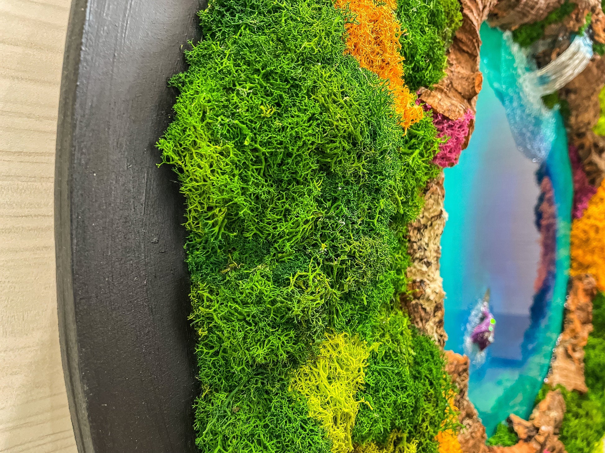 Circular Ocean Wall Art and resin seascape | Round Moss wall | Mermaid Wall Art mossartbyrishstudio