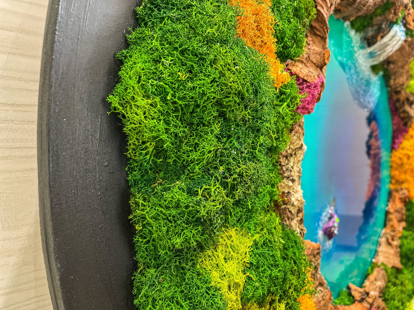 Circular Ocean Wall Art and resin seascape | Round Moss wall | Mermaid Wall Art mossartbyrishstudio