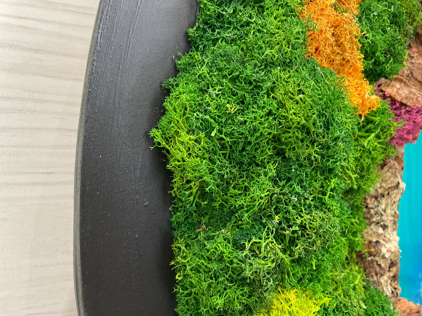 Circular Ocean Wall Art and resin seascape | Round Moss wall | Mermaid Wall Art mossartbyrishstudio