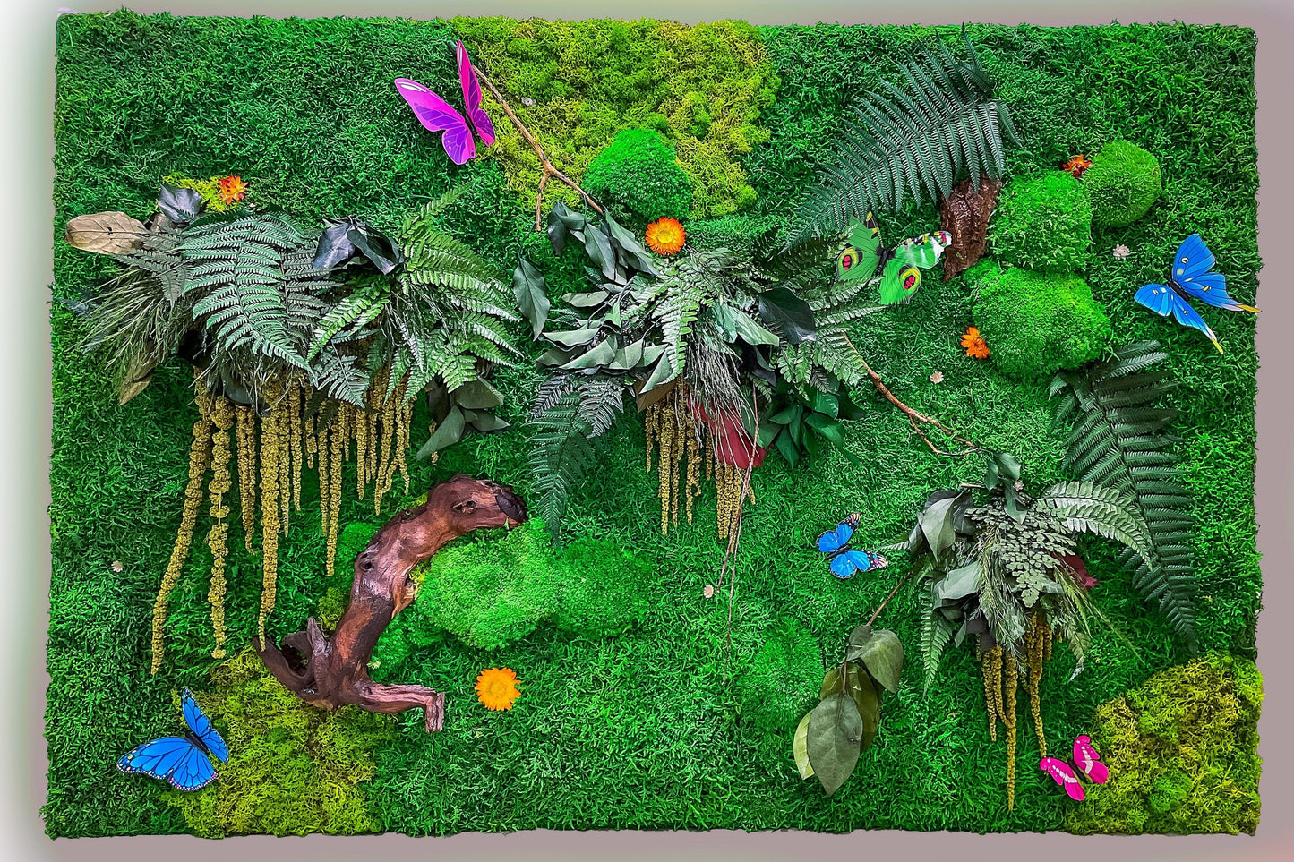 Preserved Moss Artwork with LED Lights | Botanical Moss Wall Art | RishStudio mossartbyrishstudio