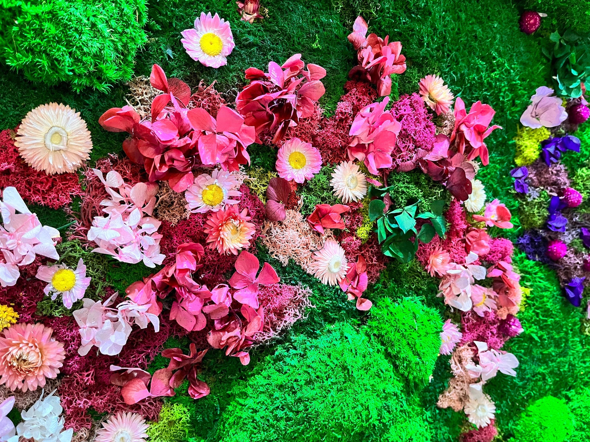 Preserved Moss Wall Art with Real Flowers – Vertical Garden-Inspired Living Wall – Biophilic Home Decor – Handmade Botanical Wall Panel (Framed) mossartbyrishstudio