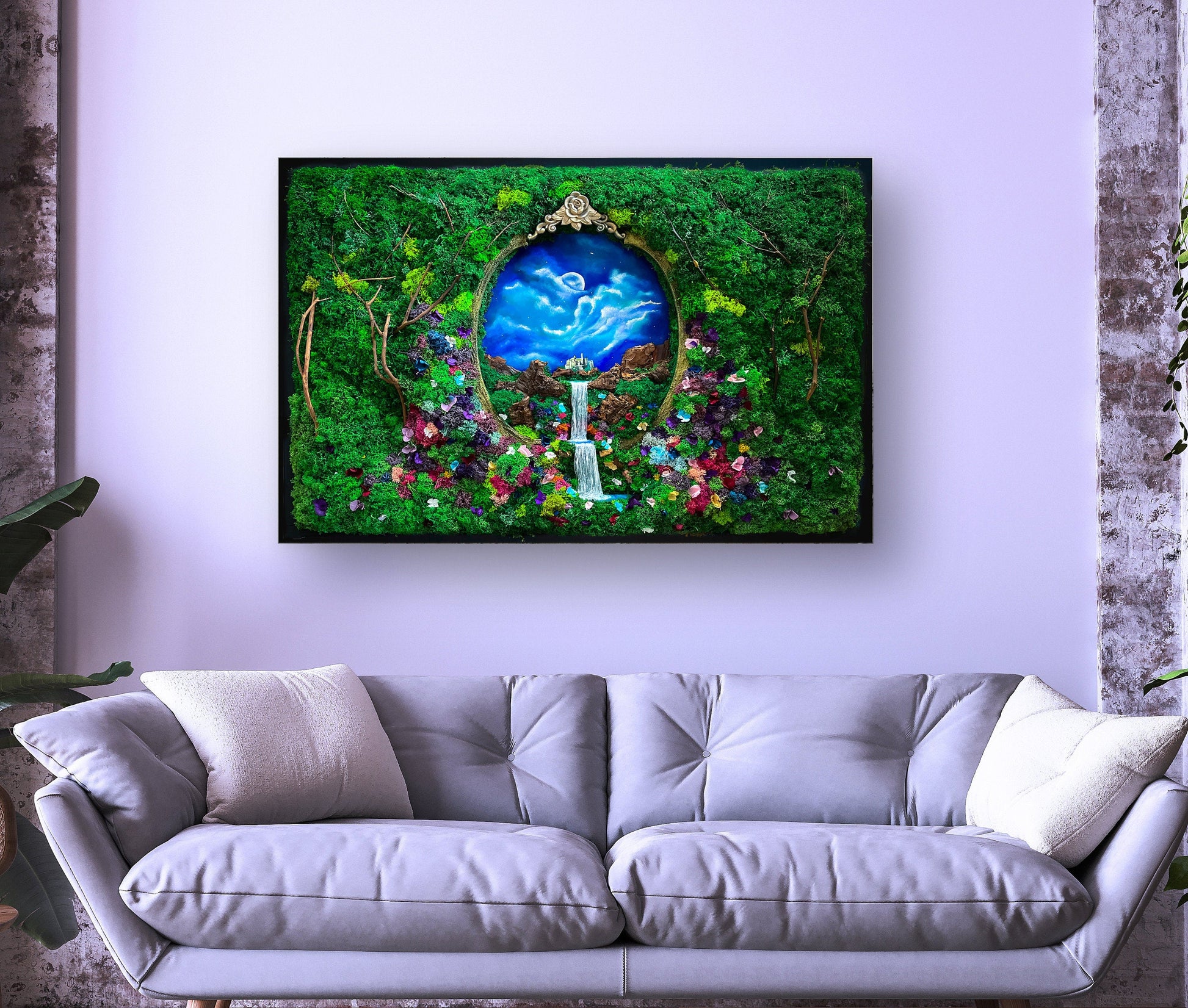 Fantasy living Wall | Waterfall Moss Wall Art mossartbyrishstudio